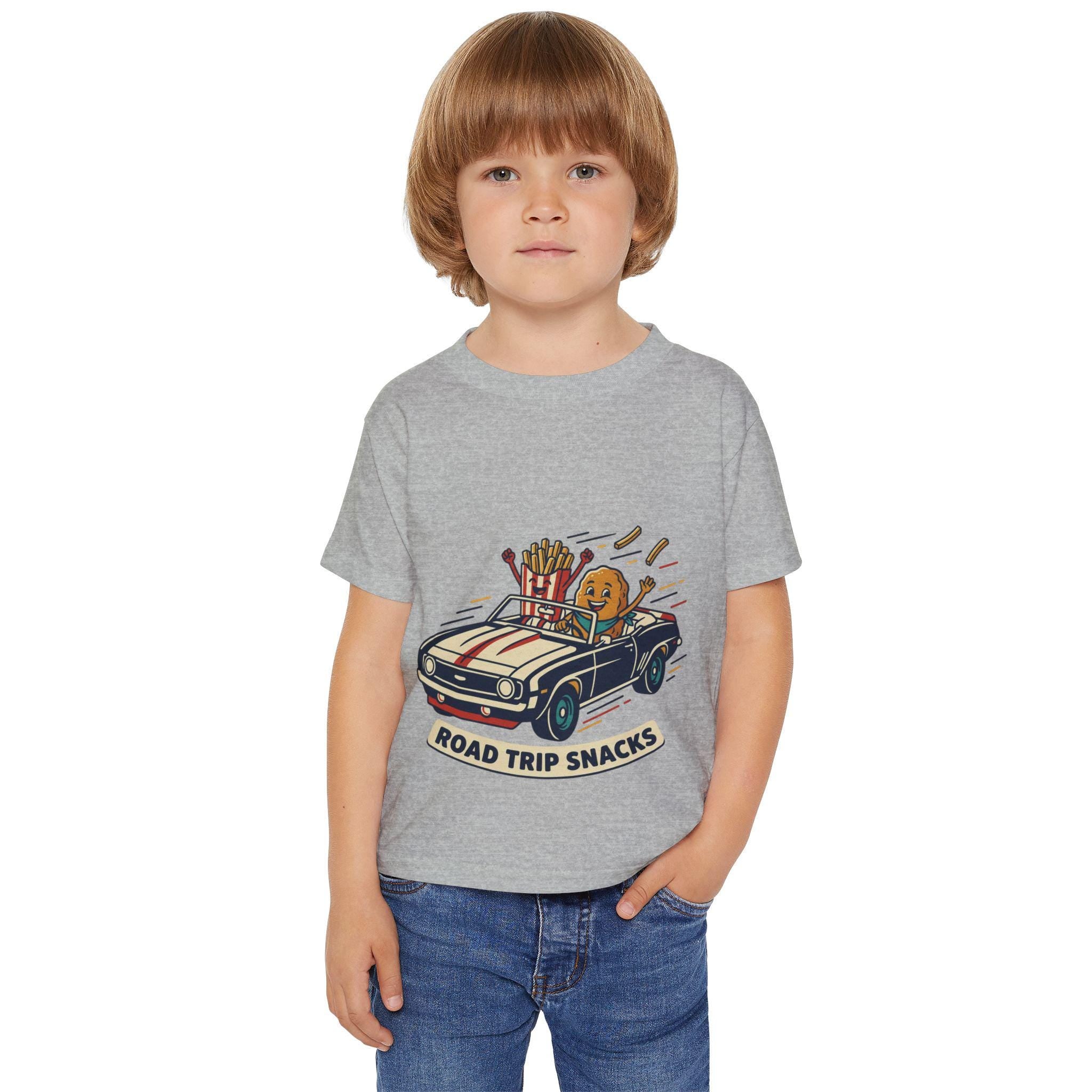 Road Trip Snacks Toddler T-shirt | Cartoon Fries & Cookie Car