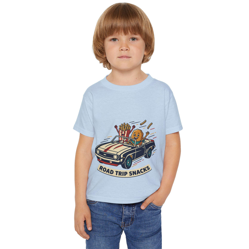 Road Trip Snacks Toddler T-shirt | Cartoon Fries & Cookie Car