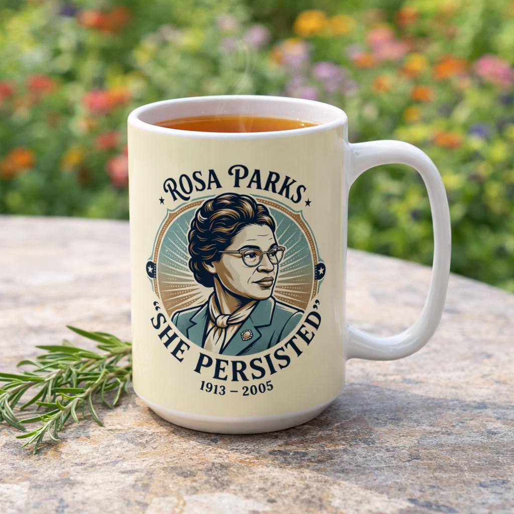 Rosa Parks Portrait She Persisted Mug | Civil Rights Icon 15oz
