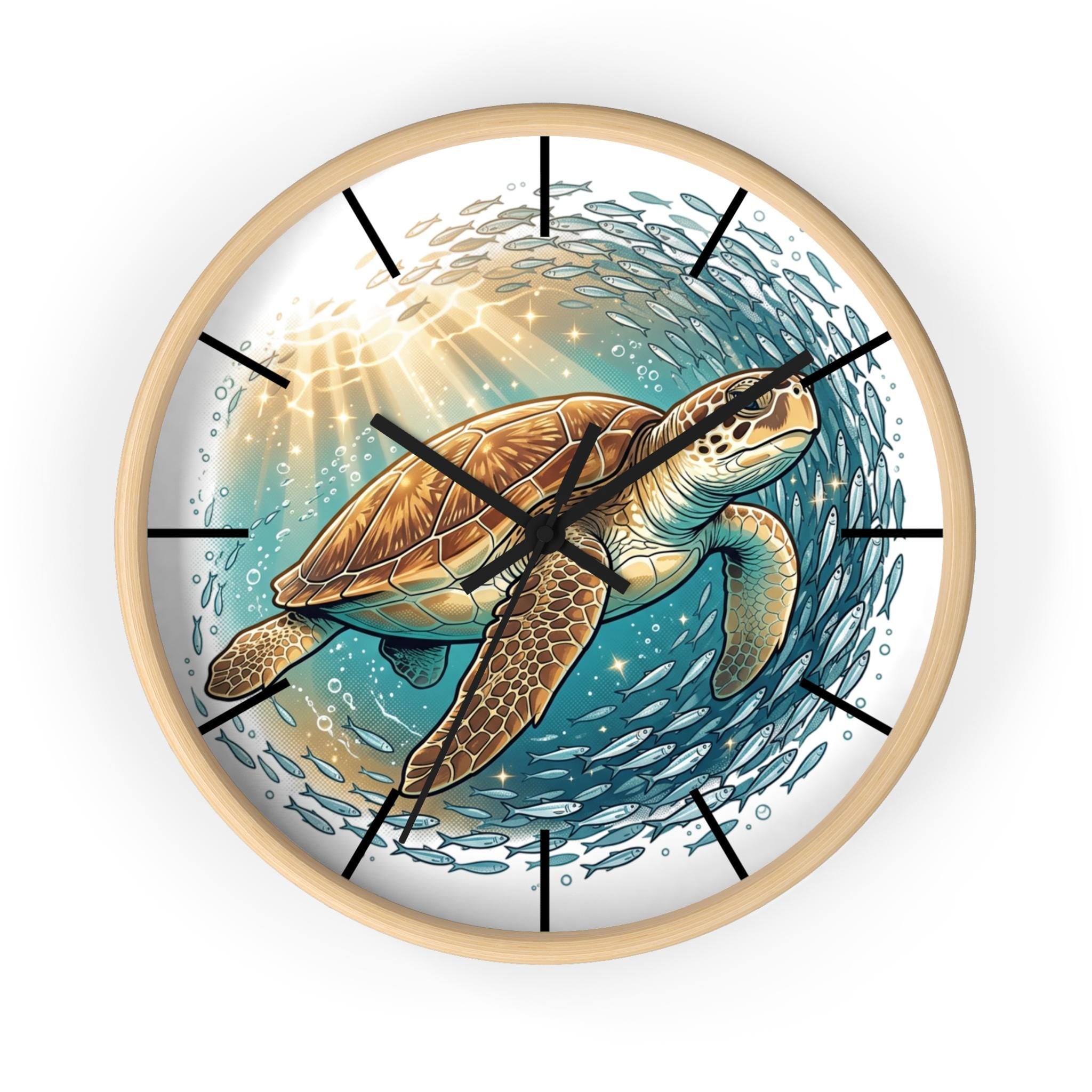 Sea Turtle Illustration Wall Clock | Ocean Wildlife Clock