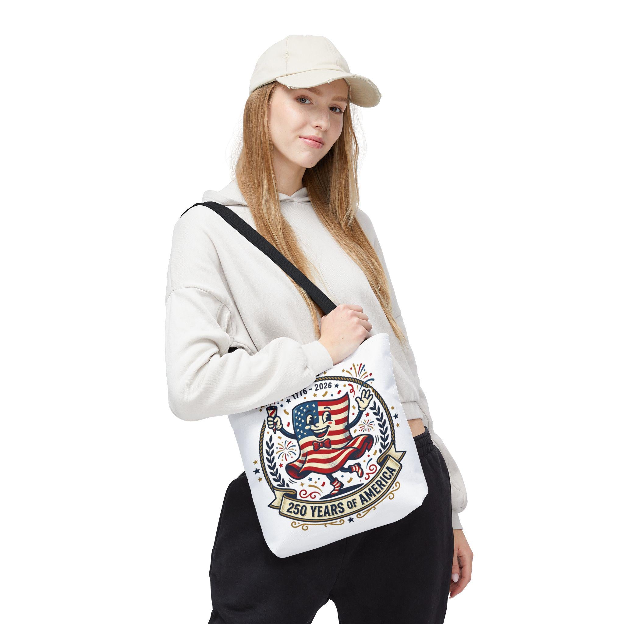 250 Years of America retro flag character Tote Bag | 1776-2026 Independence