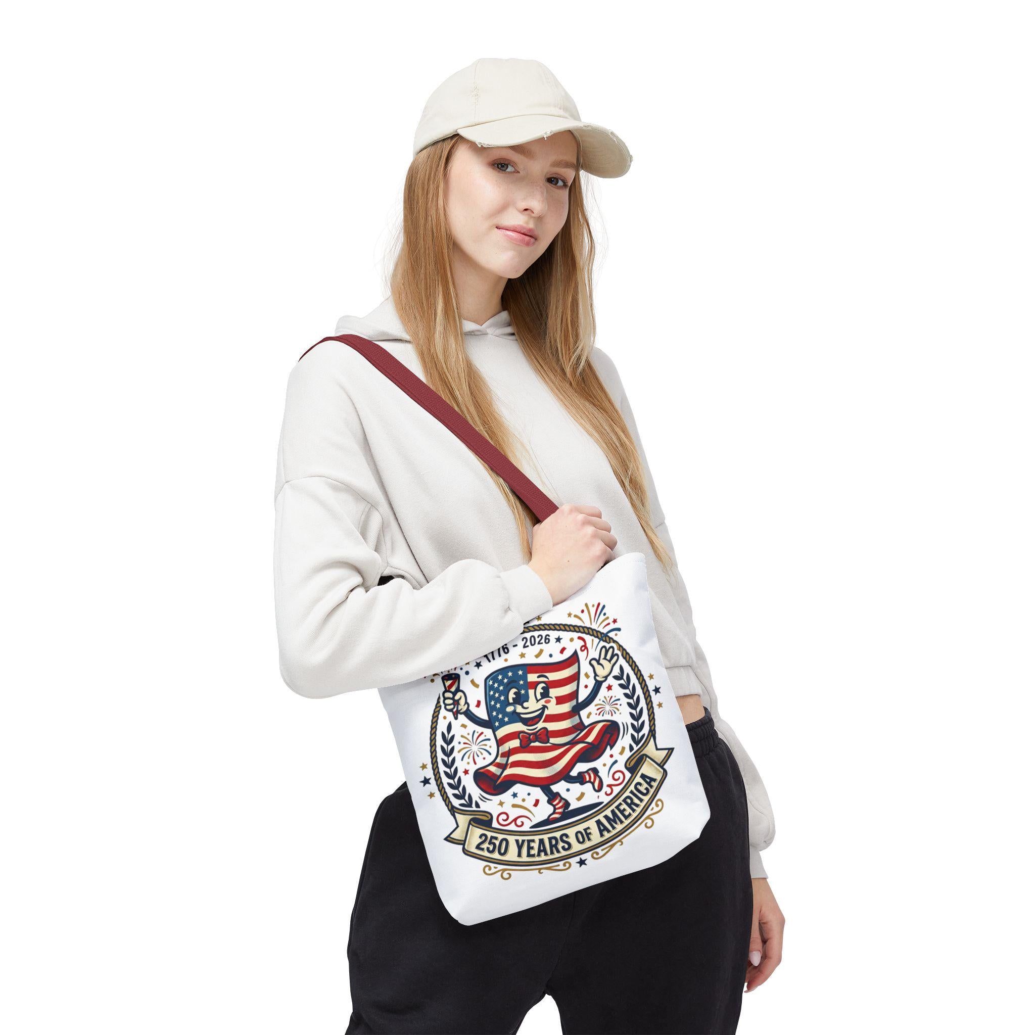 250 Years of America retro flag character Tote Bag | 1776-2026 Independence