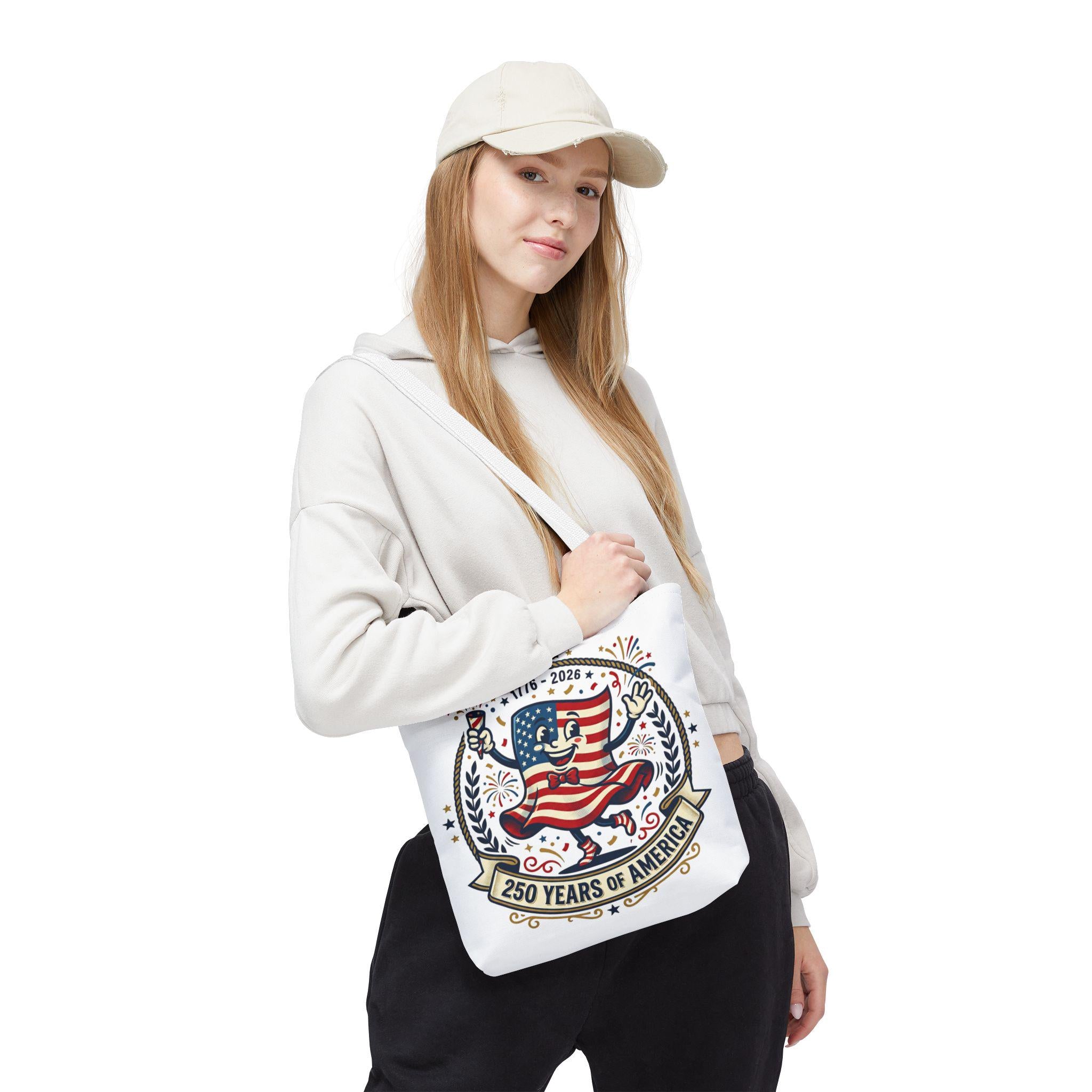 250 Years of America retro flag character Tote Bag | 1776-2026 Independence