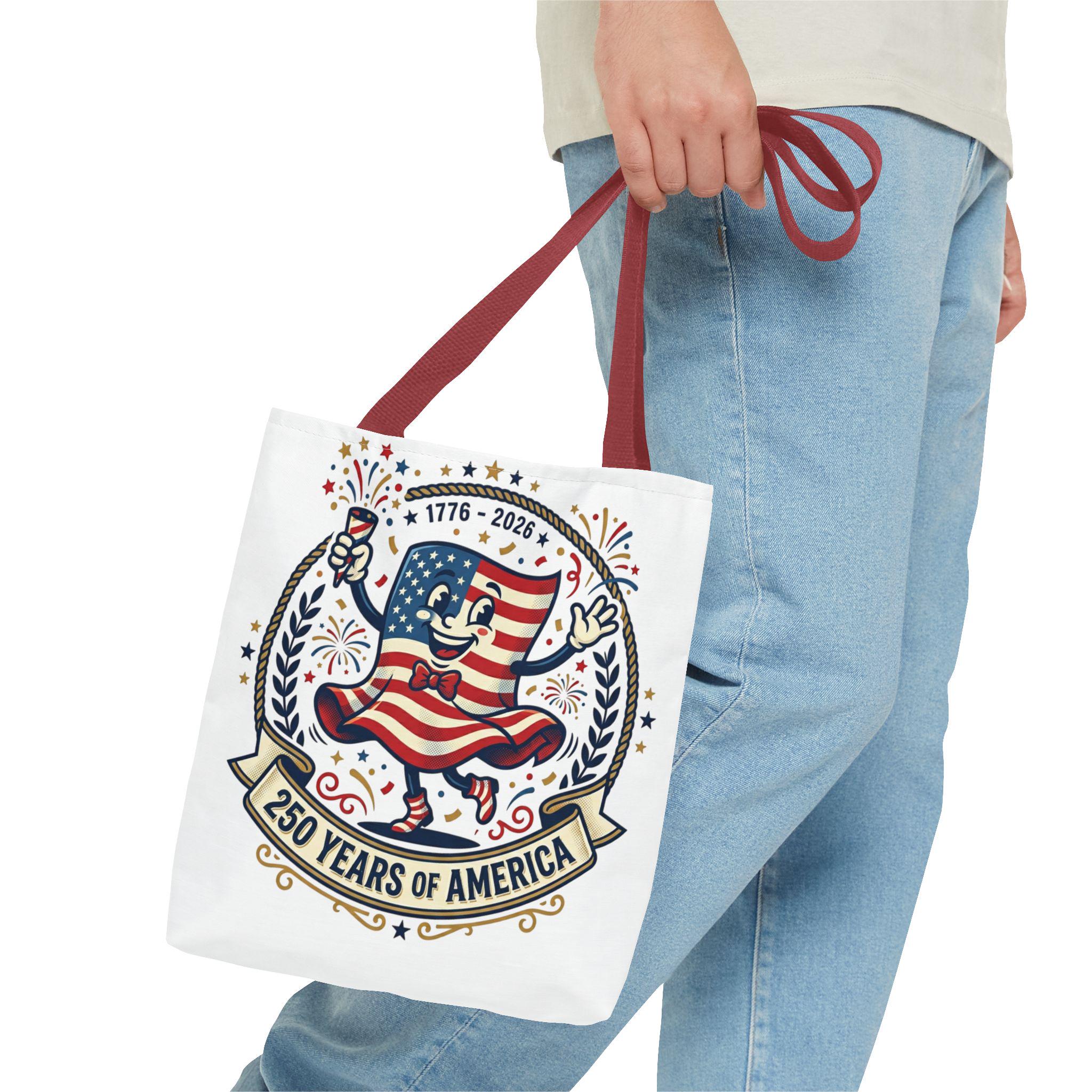 250 Years of America retro flag character Tote Bag | 1776-2026 Independence
