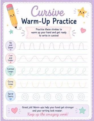 50 Easy Cursive Words for Kids Handwriting Practice Workbook (Digital Download)