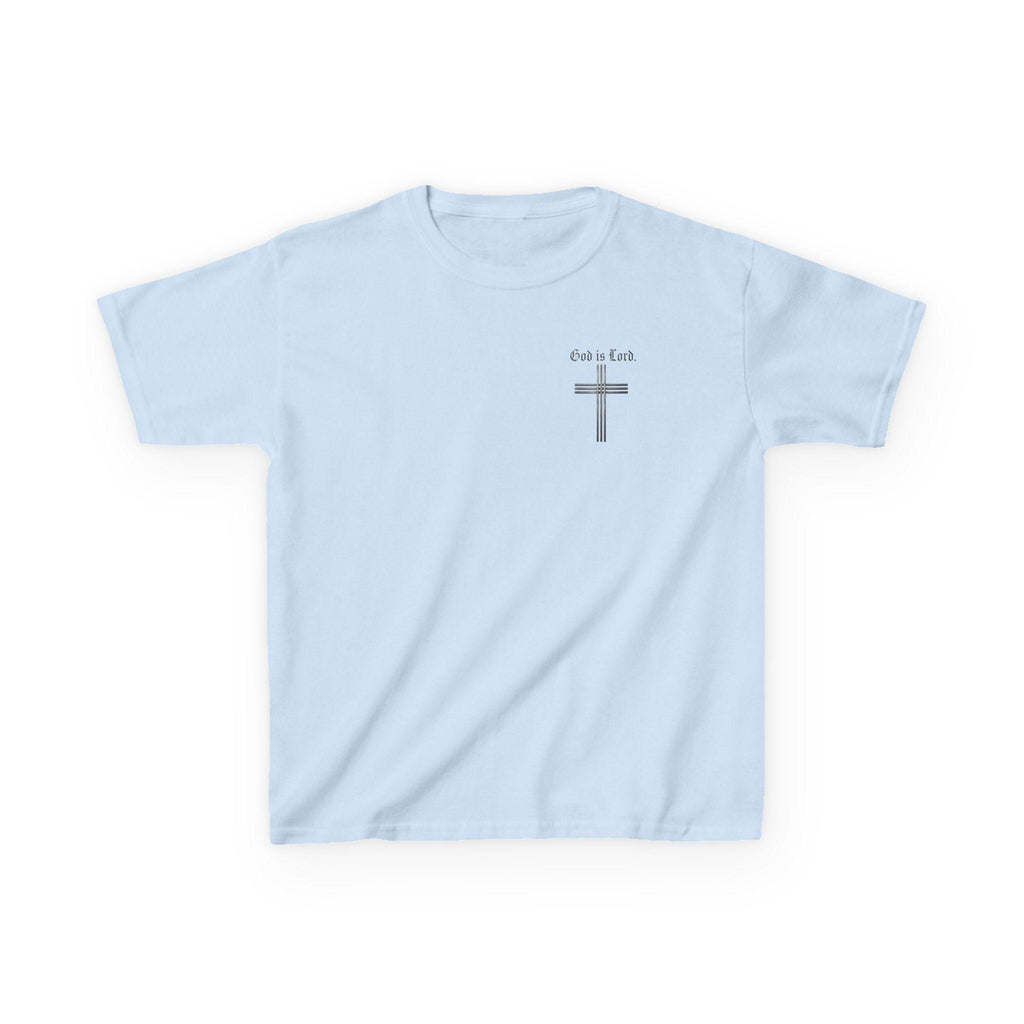 God Is Lord cross Kids Tee | Christian faith shirt, religious youth top, Christian Youth Gift