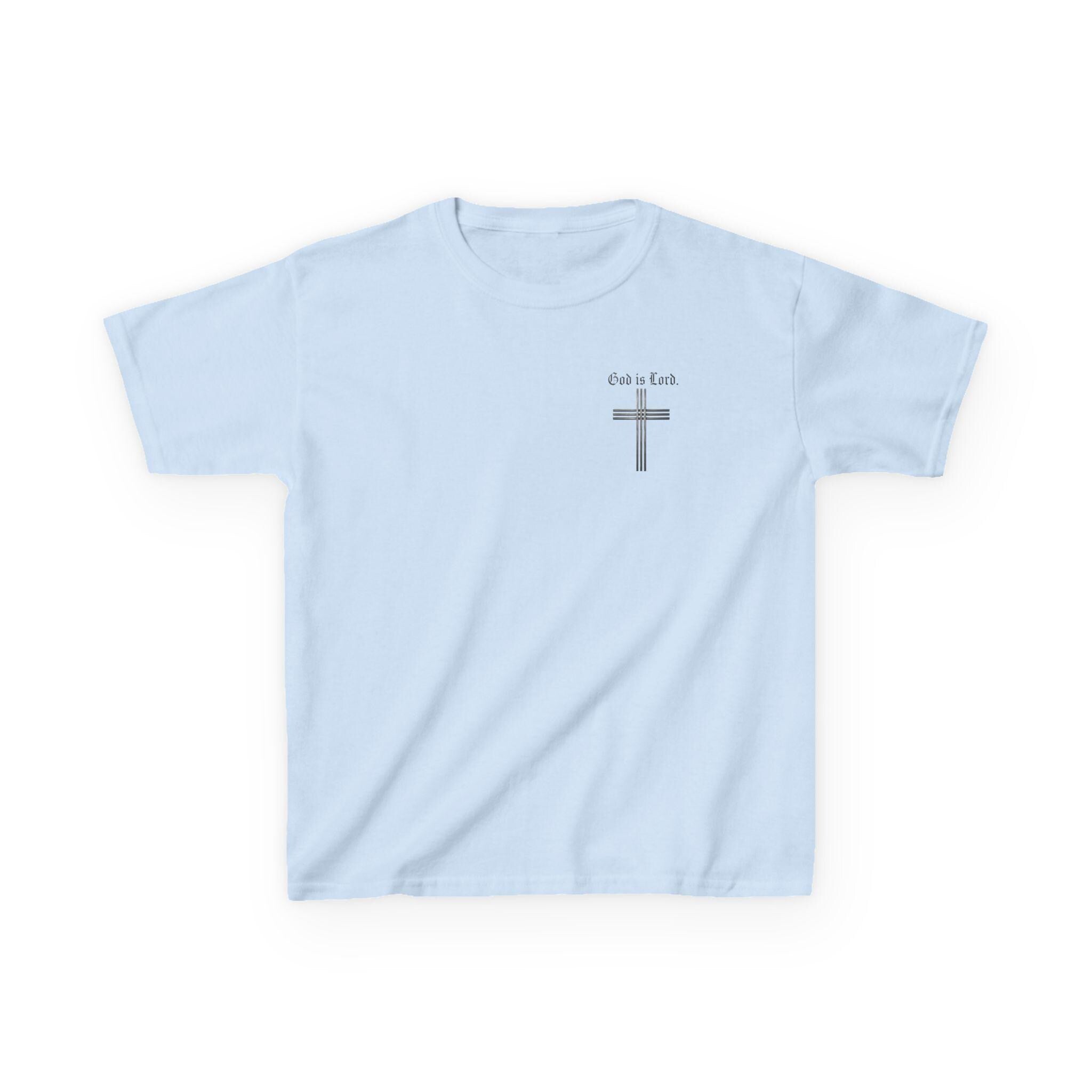 God Is Lord cross Kids Tee | Christian faith shirt, religious youth top, Christian Youth Gift