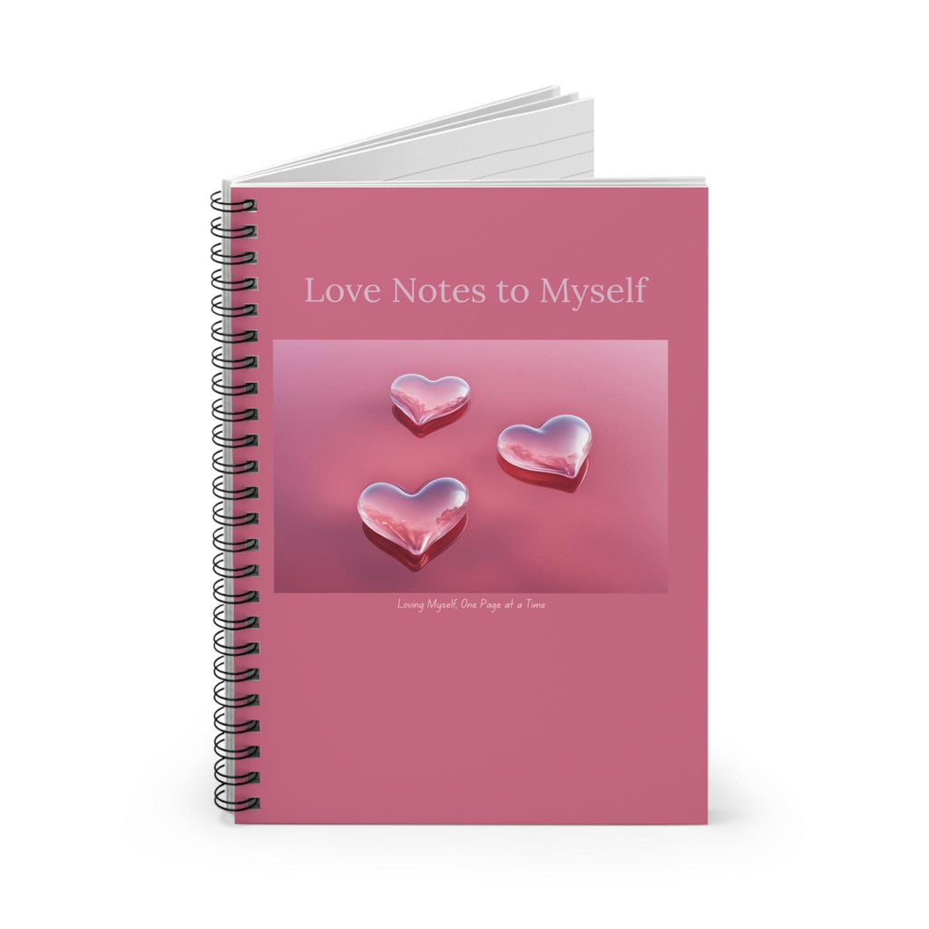 Love Notes to Myself Spiral Notebook | Pink Hearts Journal, Ruled Lined