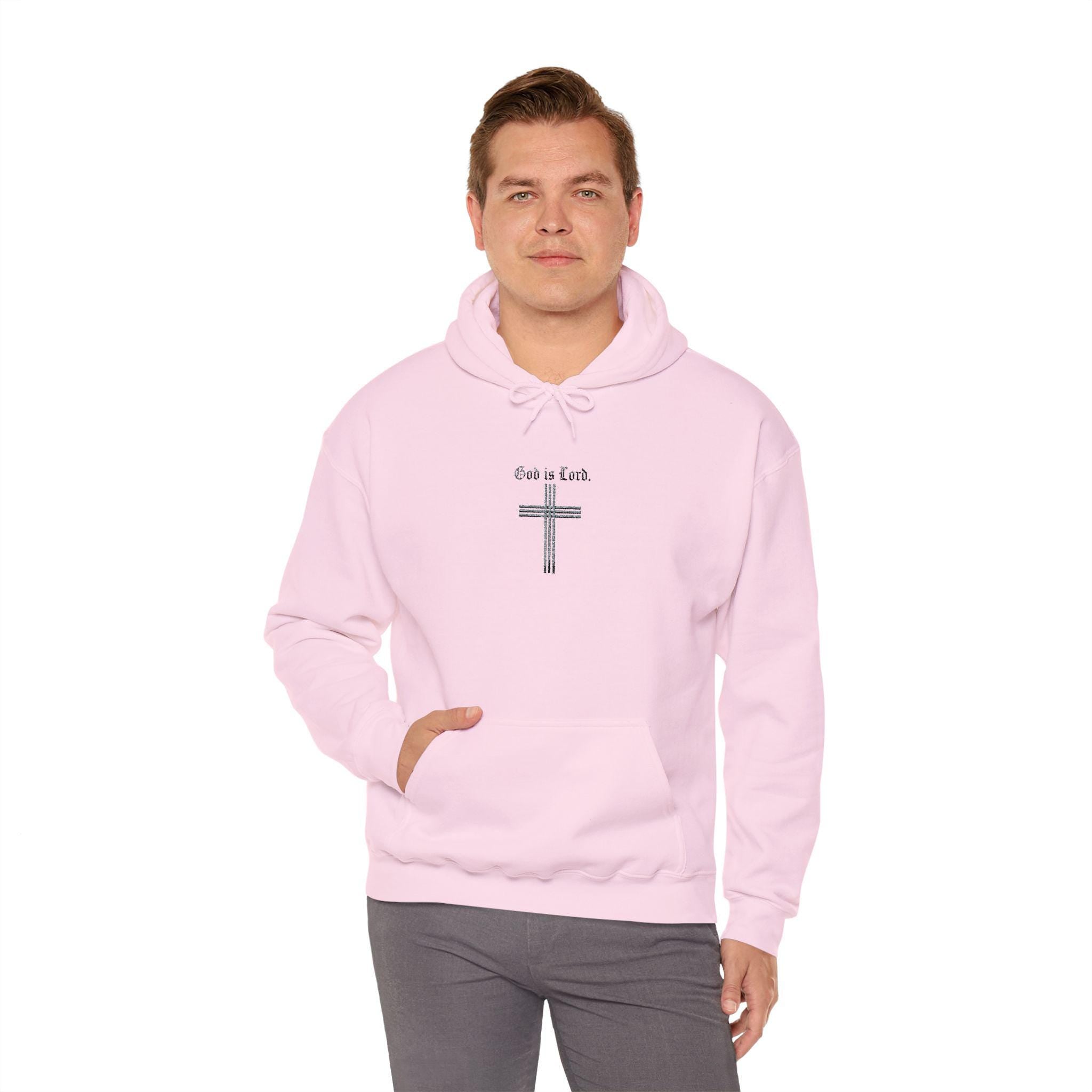 Faith Cross Illustration Hoodie | Floral Cross with "God is Lord" Script, Faith Hoodie, Christian Gift