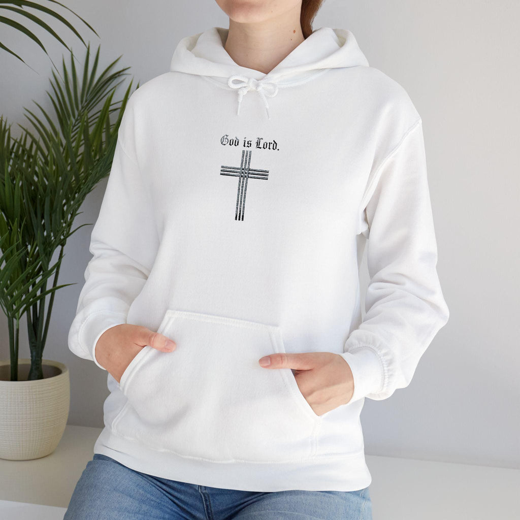 Faith Cross Illustration Hoodie | Floral Cross with "God is Lord" Script, Faith Hoodie, Christian Gift