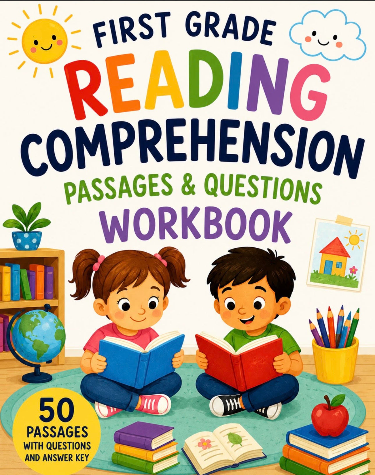 First Grade Reading Comprehension Passages & Questions | 50-Page Printable Workbook with Answer Key
