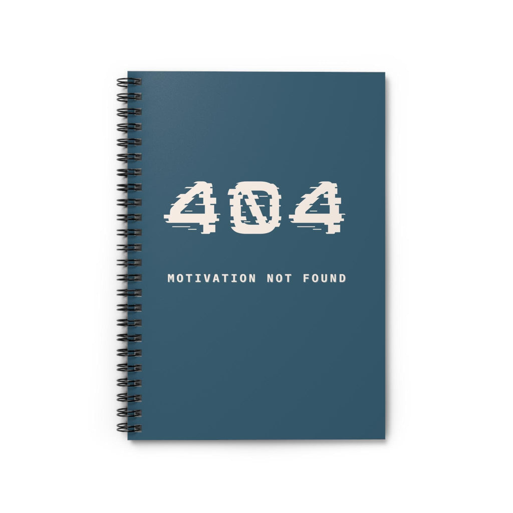 404 Motivation Not Found Spiral Notebook | Tech Humor Ruled Journal