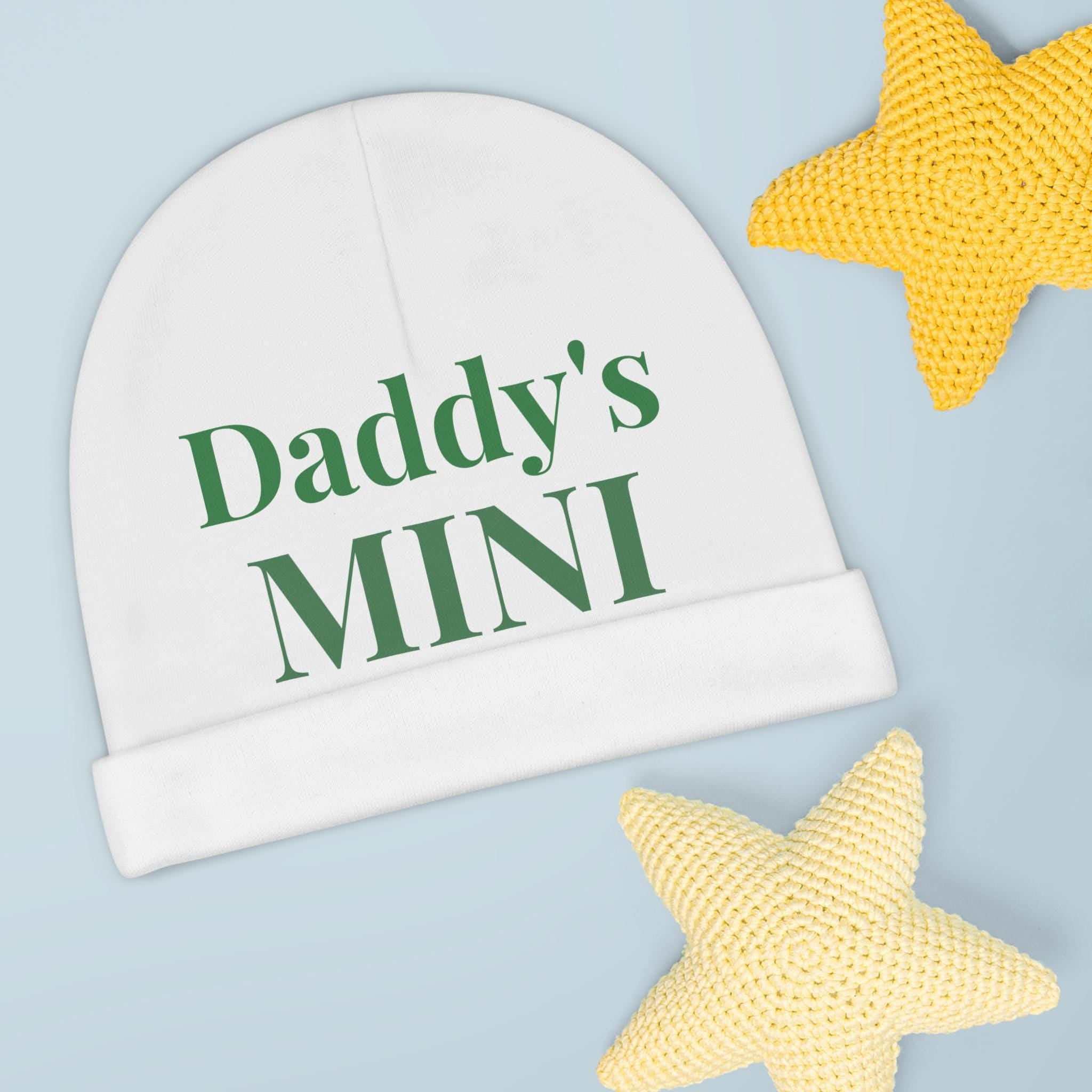 Daddy's Mini baby beanie | newborn infant hat, green text