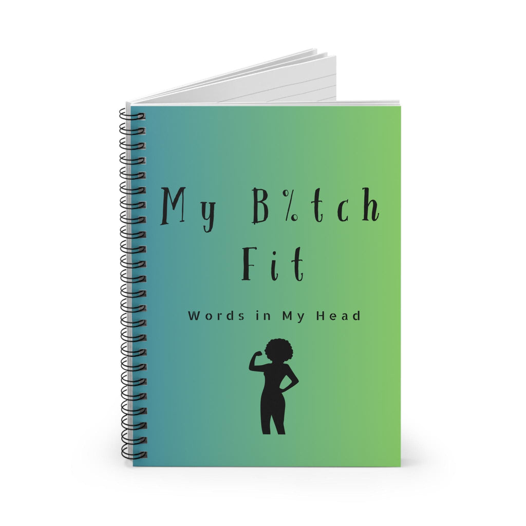 Sassy Spiral Notebook | Words in My Head, Teal Gradient Cover