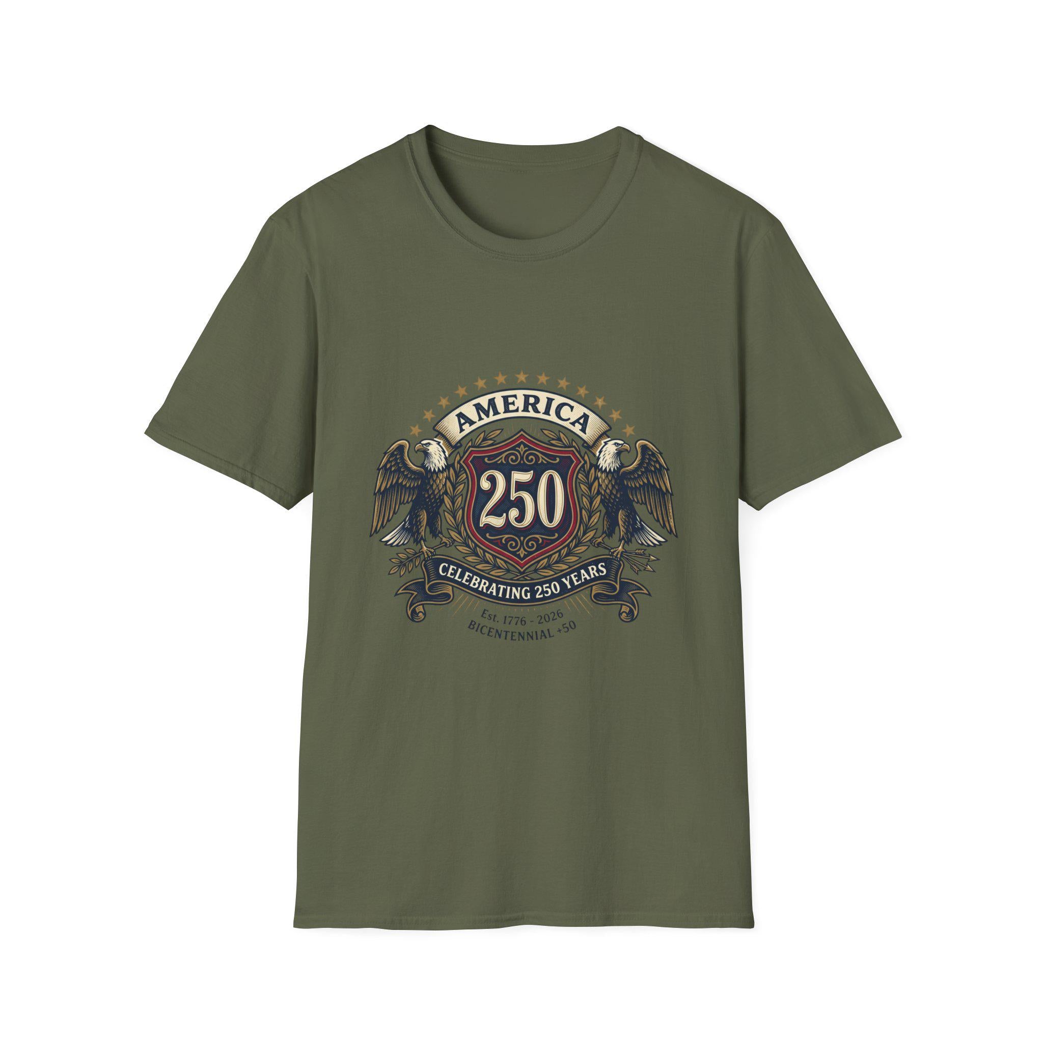 America 250 Crest T-Shirt | Bicentennial Celebration, Eagle Shield Design