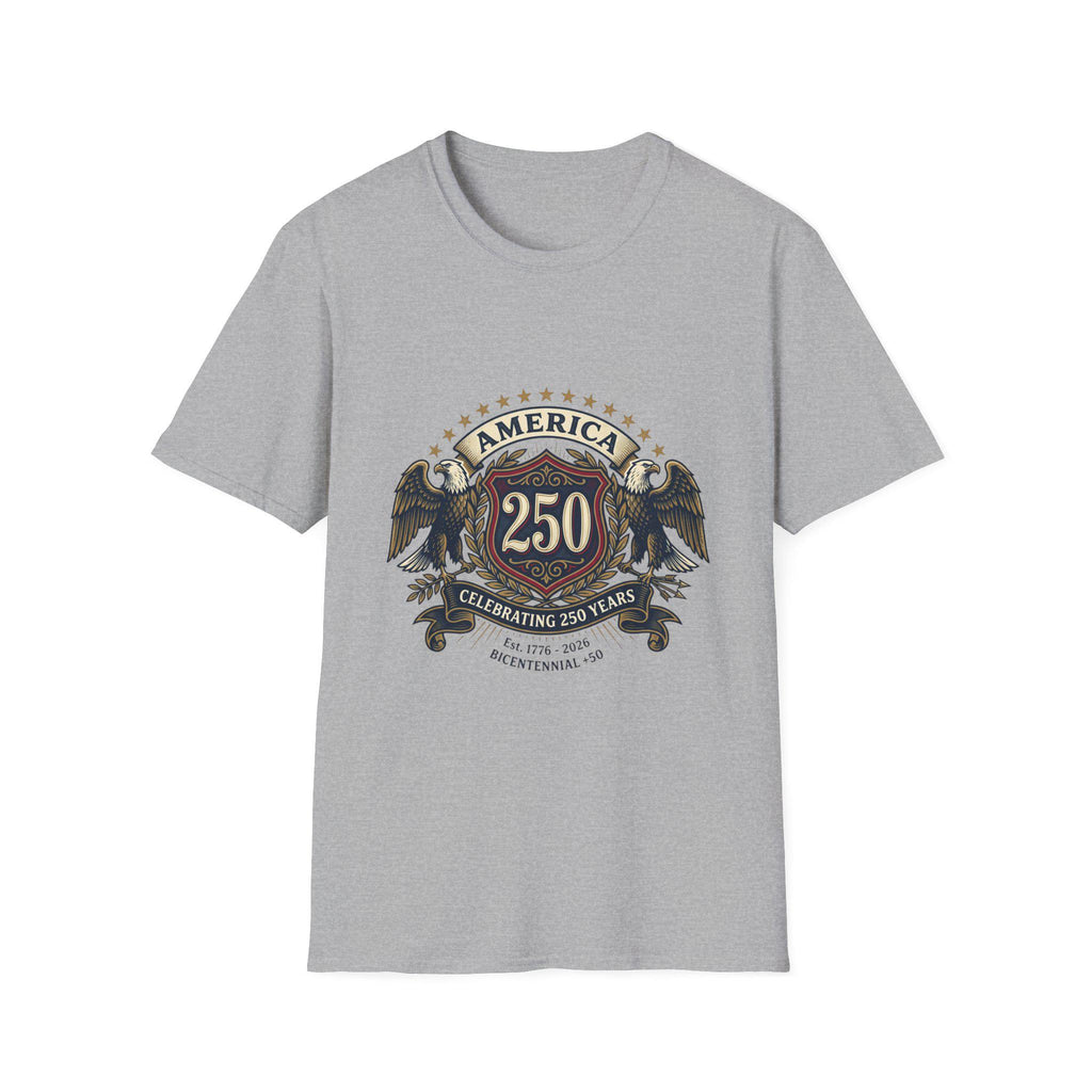America 250 Crest T-Shirt | Bicentennial Celebration, Eagle Shield Design