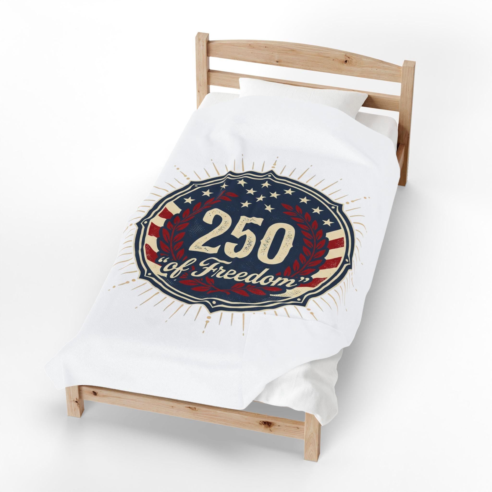 Velveteen Patriotic Emblem Blanket, Vintage American Flag Throw, Eagle Crest Design