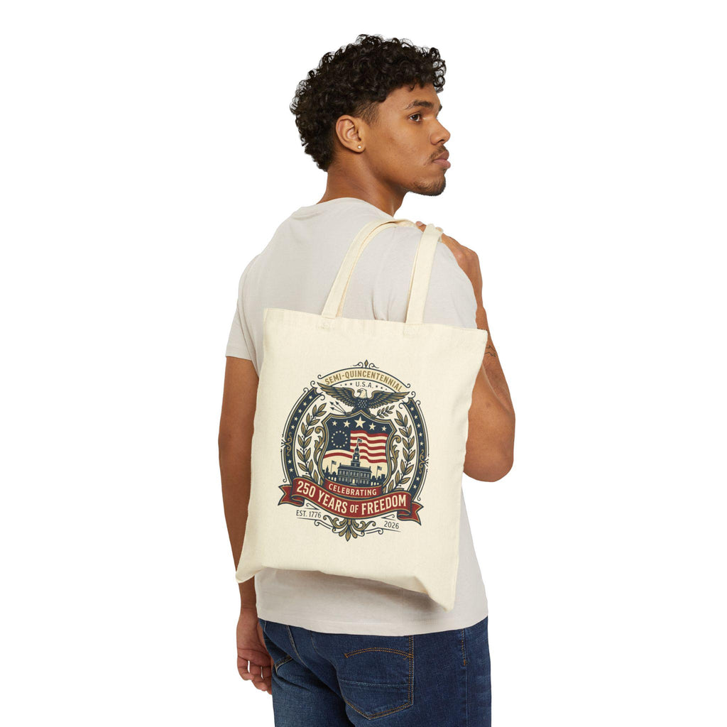 American Flag Centennial Tote Bag, 12oz Cotton Canvas Market Carryall