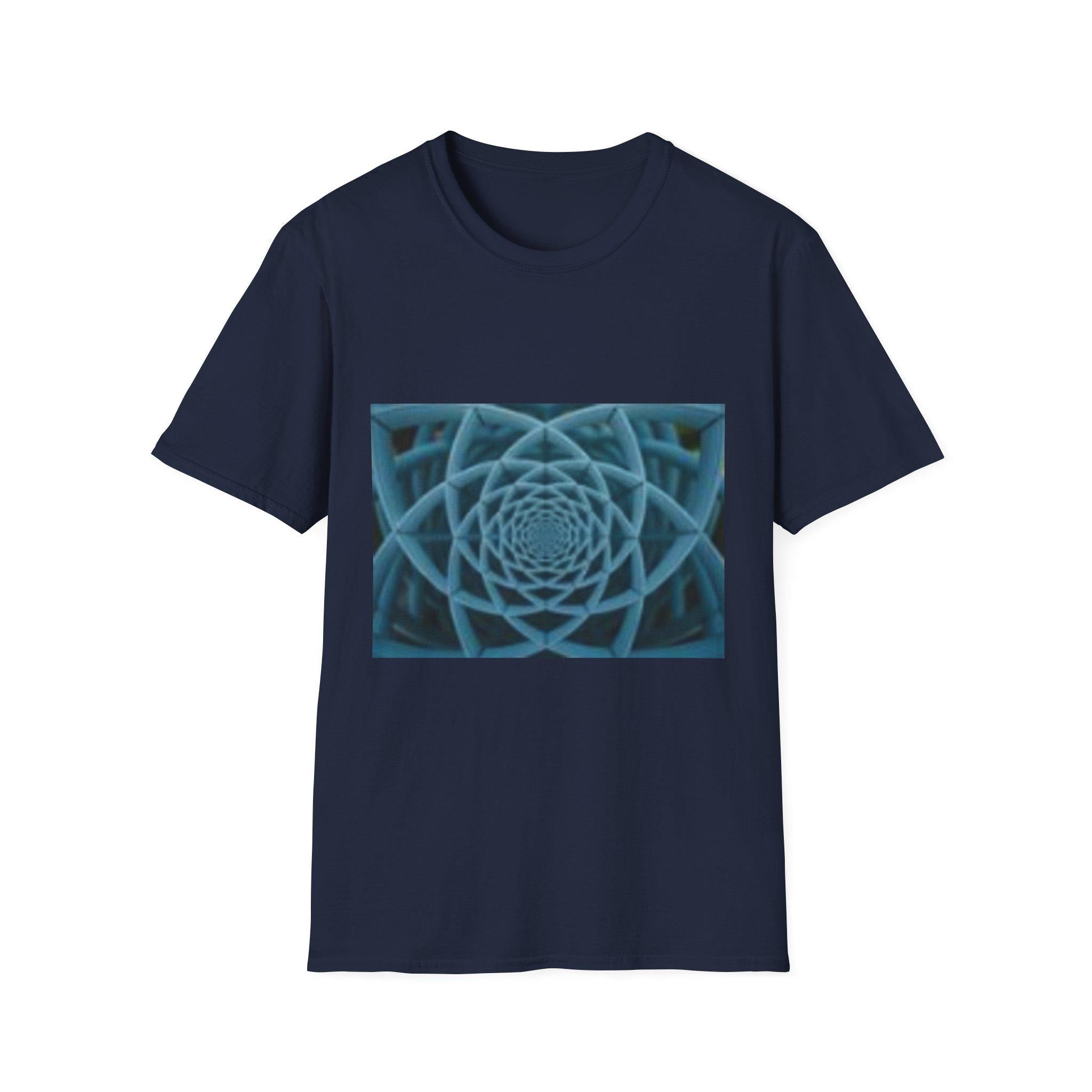 Blue Geometric Mandala T-Shirt | Abstract Spiral Pattern