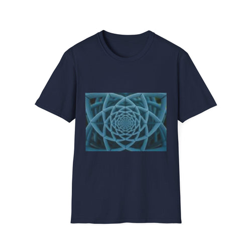 Blue Geometric Mandala T-Shirt | Abstract Spiral Pattern