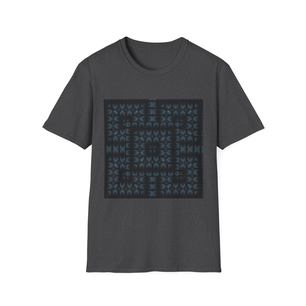 Dark Geometric Maze T-Shirt | Blue Pixel Pattern