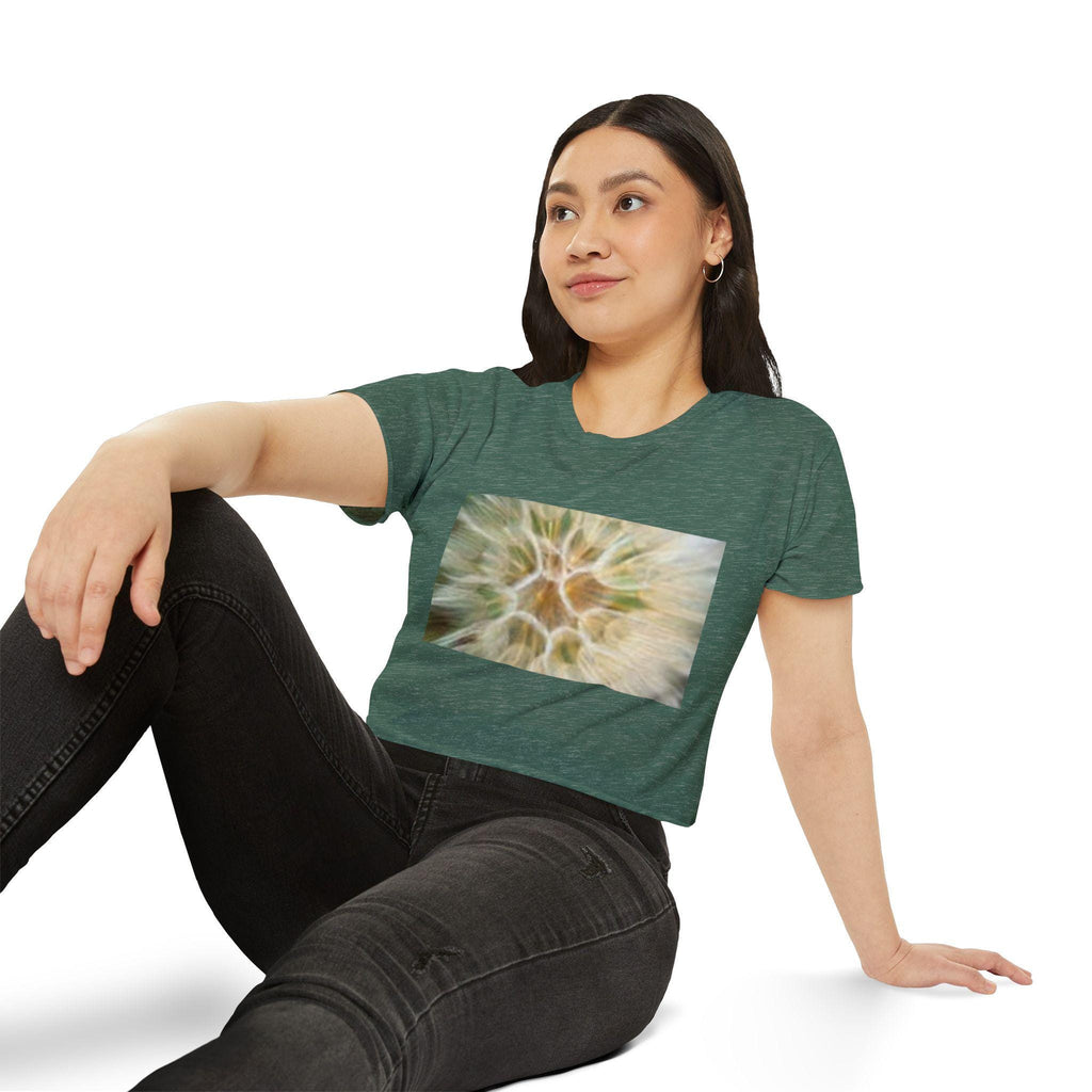 Abstract Dandelion Close-Up Crop Top | Floral Nature Photography, Boho Festival