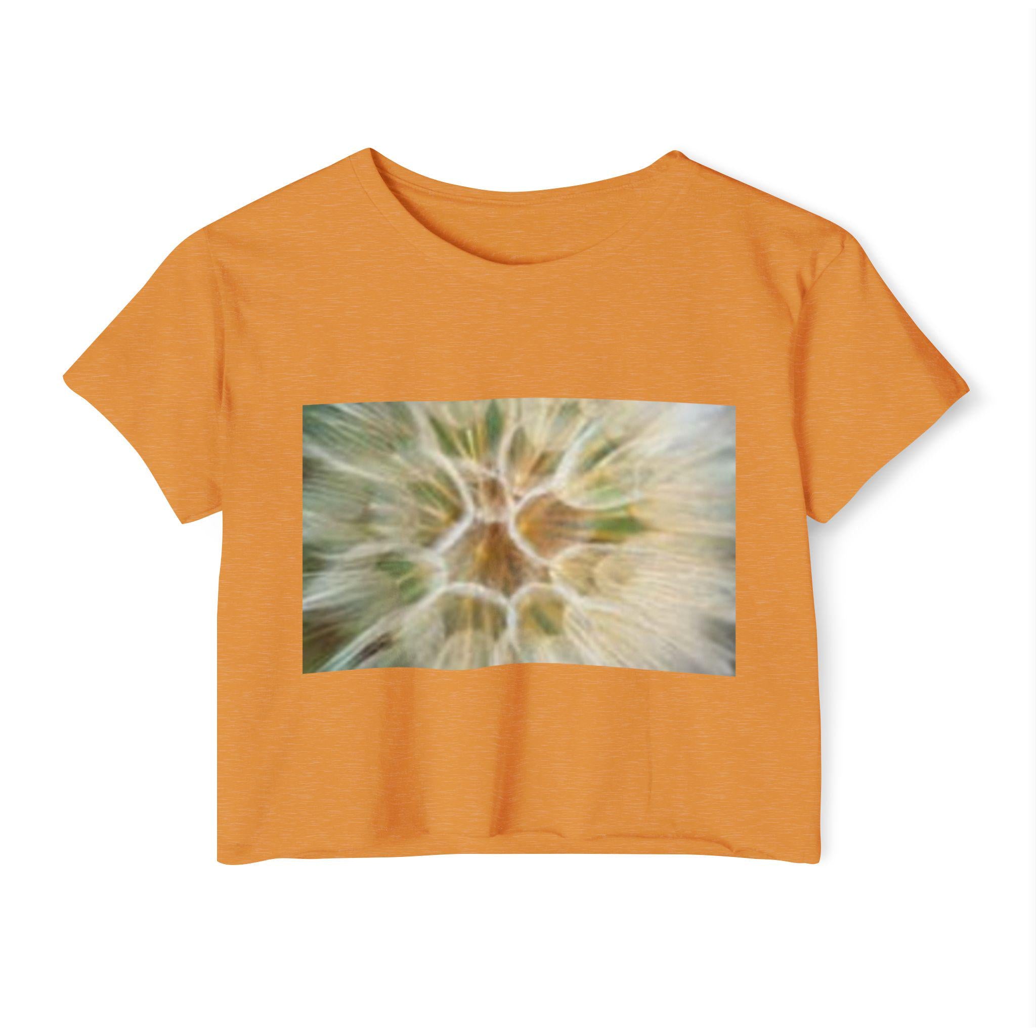 Abstract Dandelion Close-Up Crop Top | Floral Nature Photography, Boho Festival