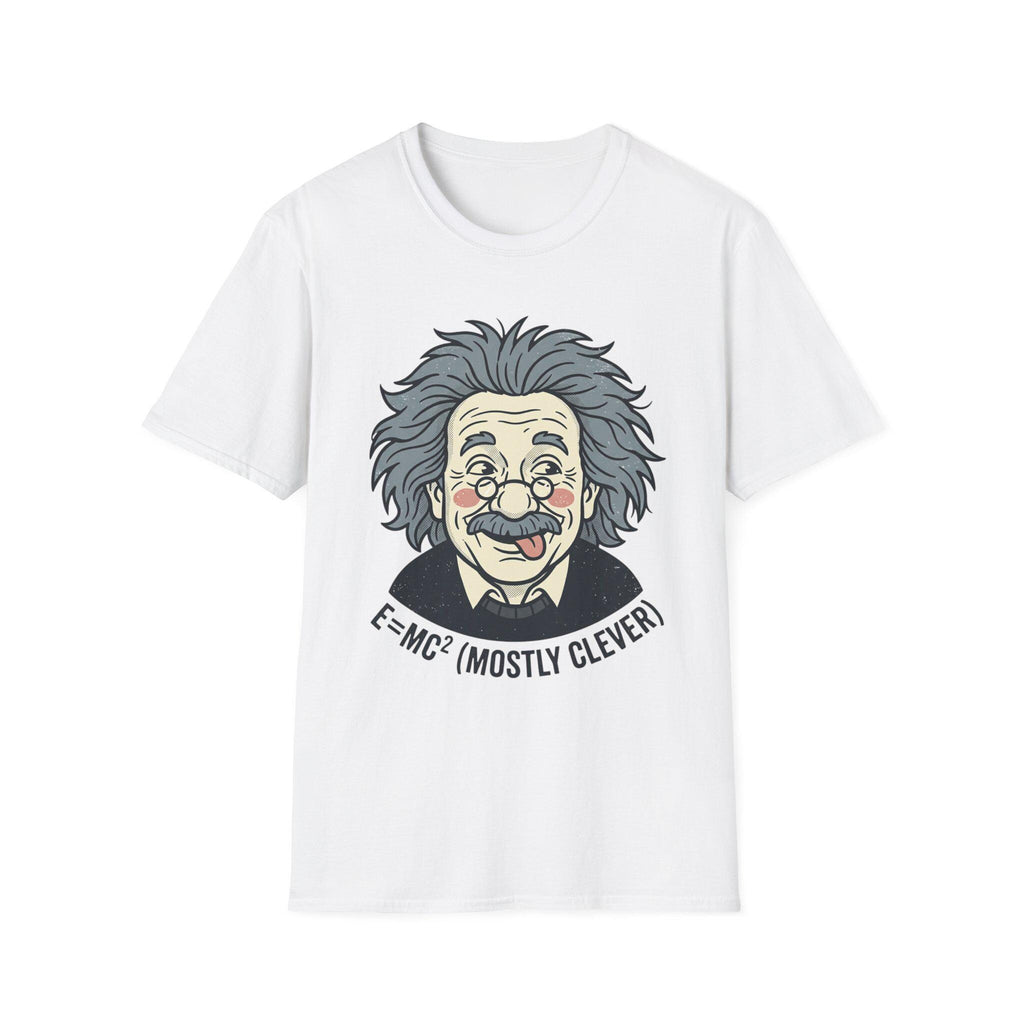 Einstein Cartoon Face T-Shirt | E=MC (Mostly Clever)