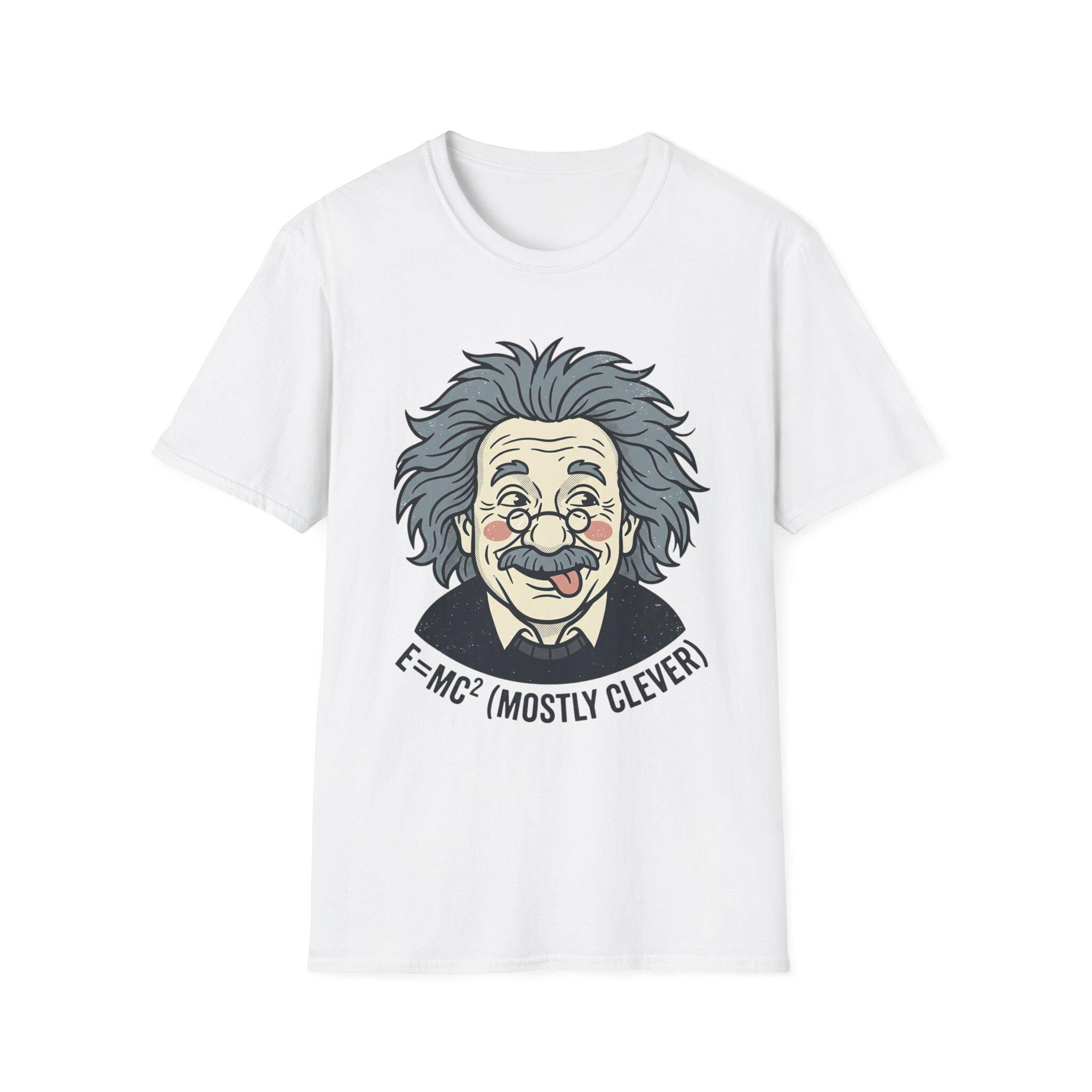 Einstein Cartoon Face T-Shirt | E=MC (Mostly Clever)
