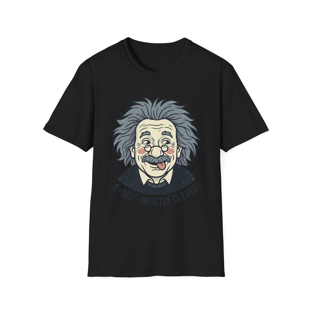 Einstein Cartoon Face T-Shirt | E=MC (Mostly Clever)
