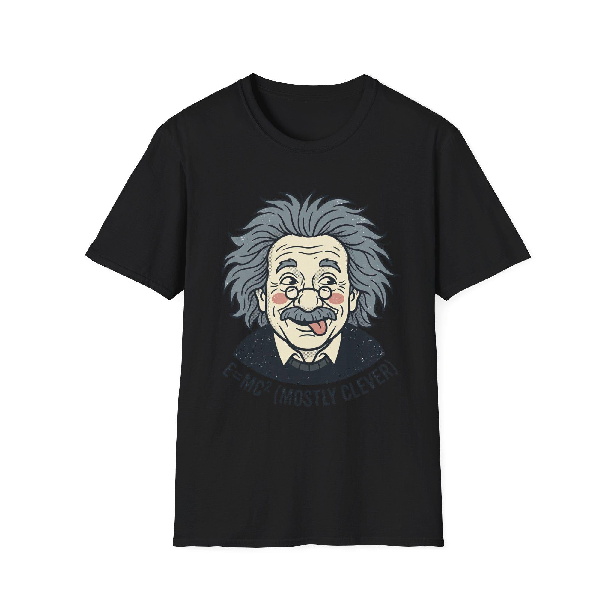 Einstein Cartoon Face T-Shirt | E=MC (Mostly Clever)