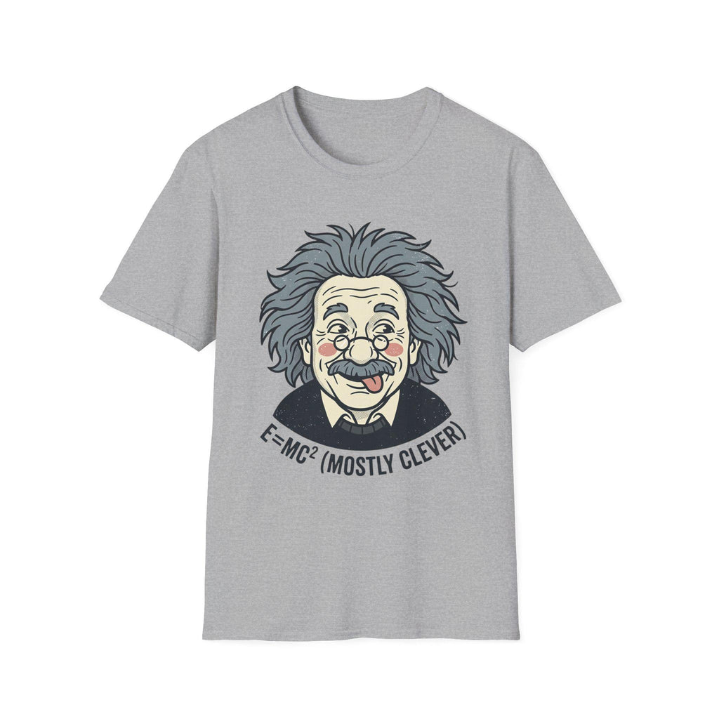 Einstein Cartoon Face T-Shirt | E=MC (Mostly Clever)
