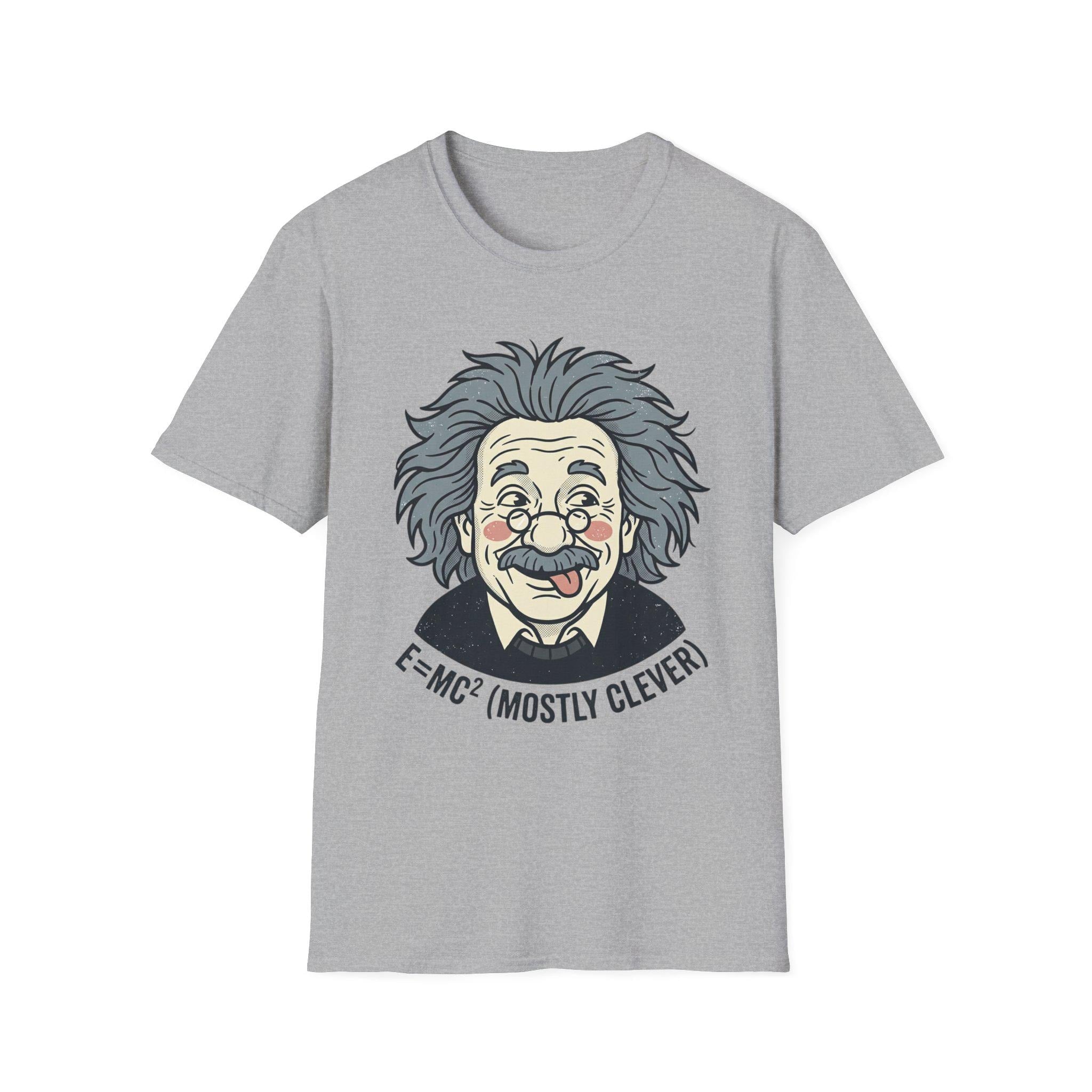 Einstein Cartoon Face T-Shirt | E=MC (Mostly Clever)