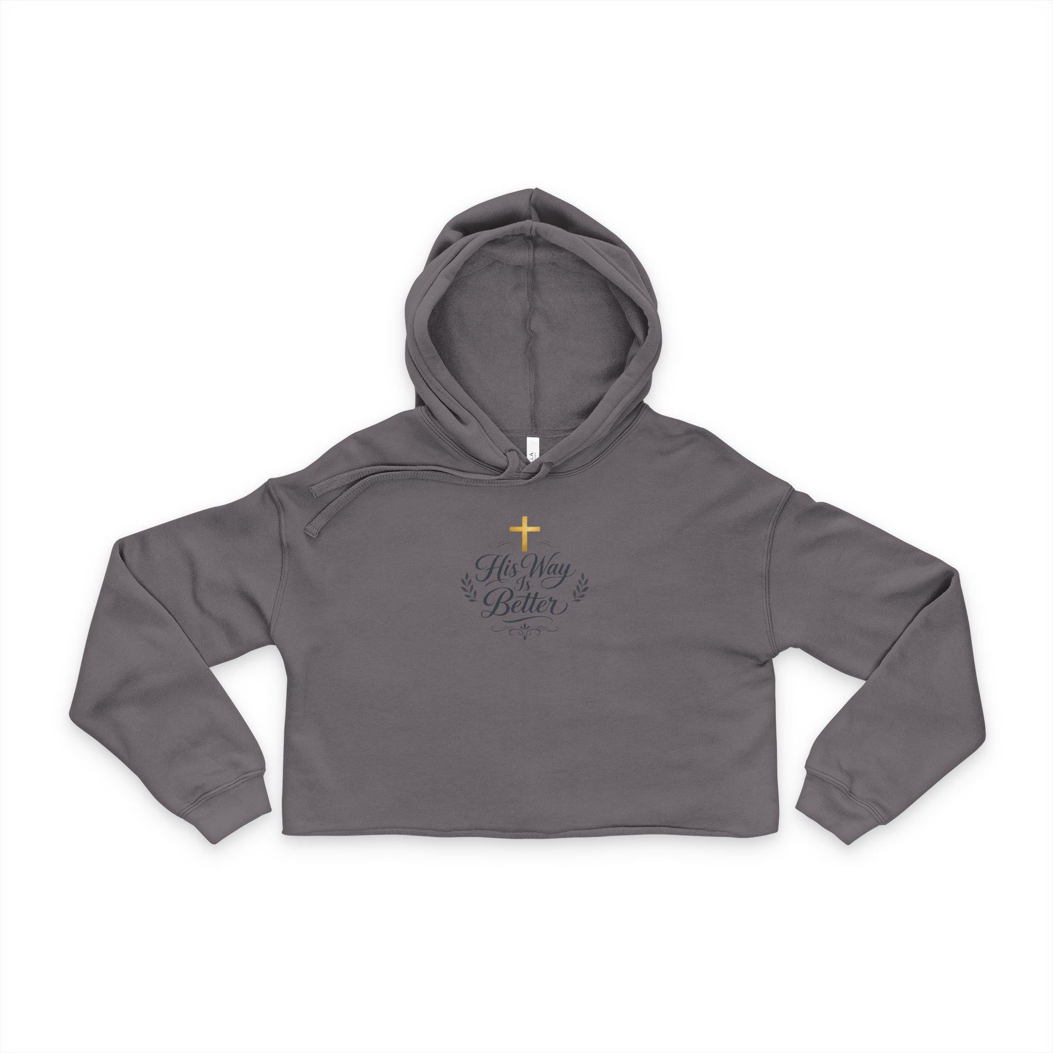 Gold Cross Floral Heart Cropped Hoodie | Religious Faith Christian Apparel