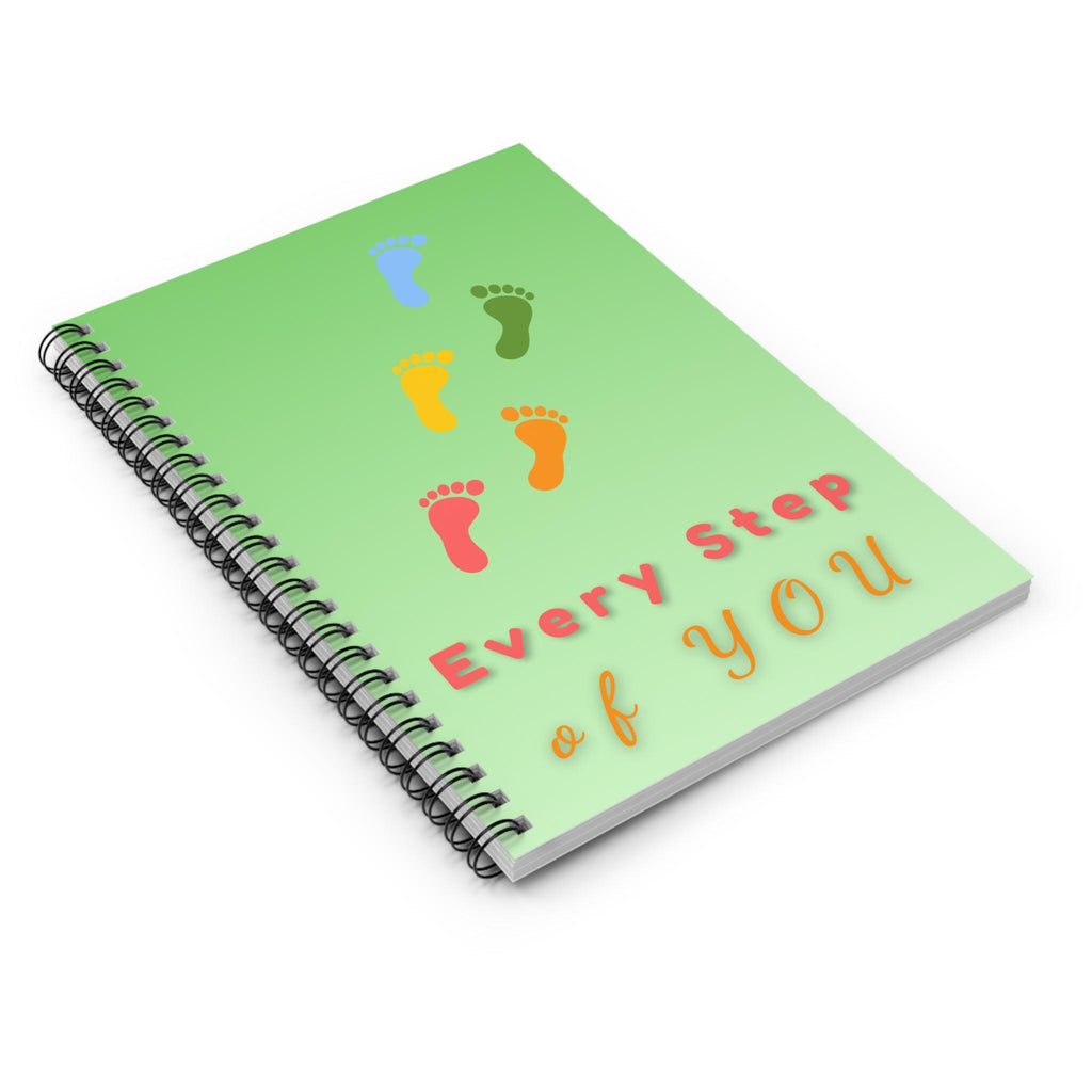 Every Step of YOU Spiral Notebook | Ruled Journal, Colorful Footprints