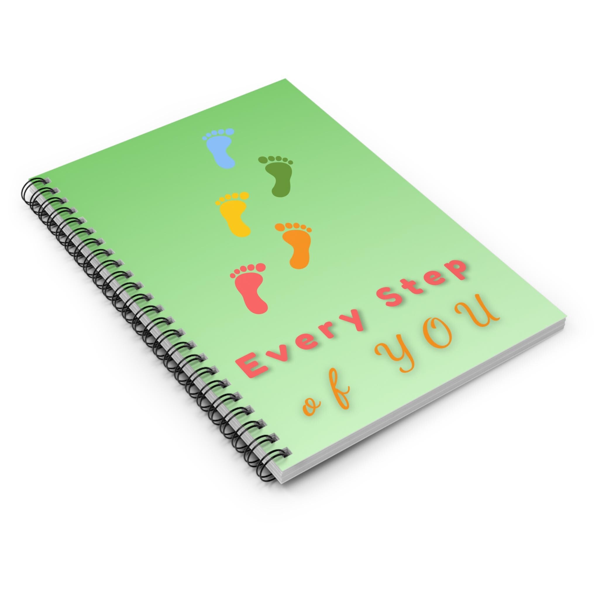 Every Step of YOU Spiral Notebook | Ruled Journal, Colorful Footprints