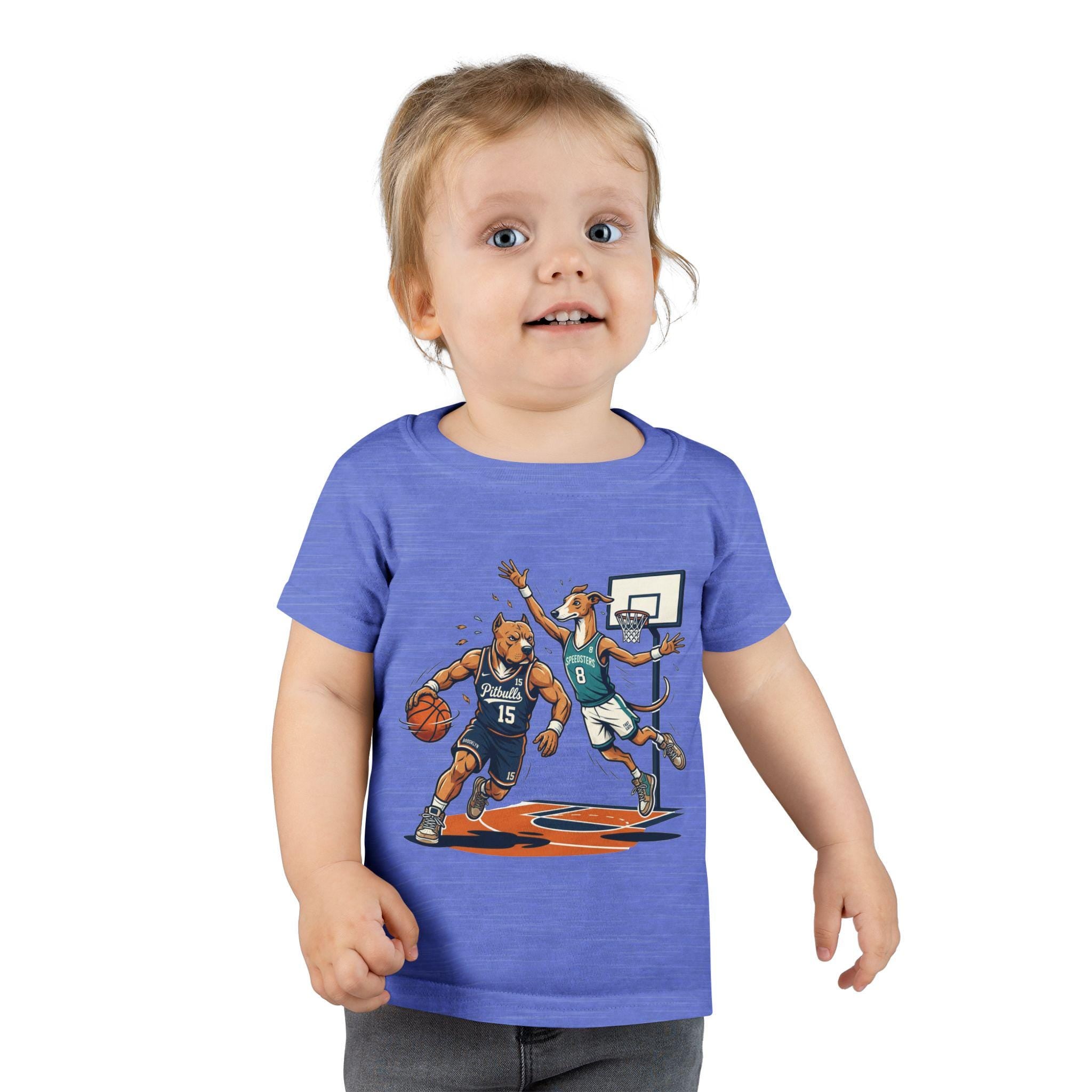 Basketball Dogs Toddler T-shirt | Playful Court Pup Illustration