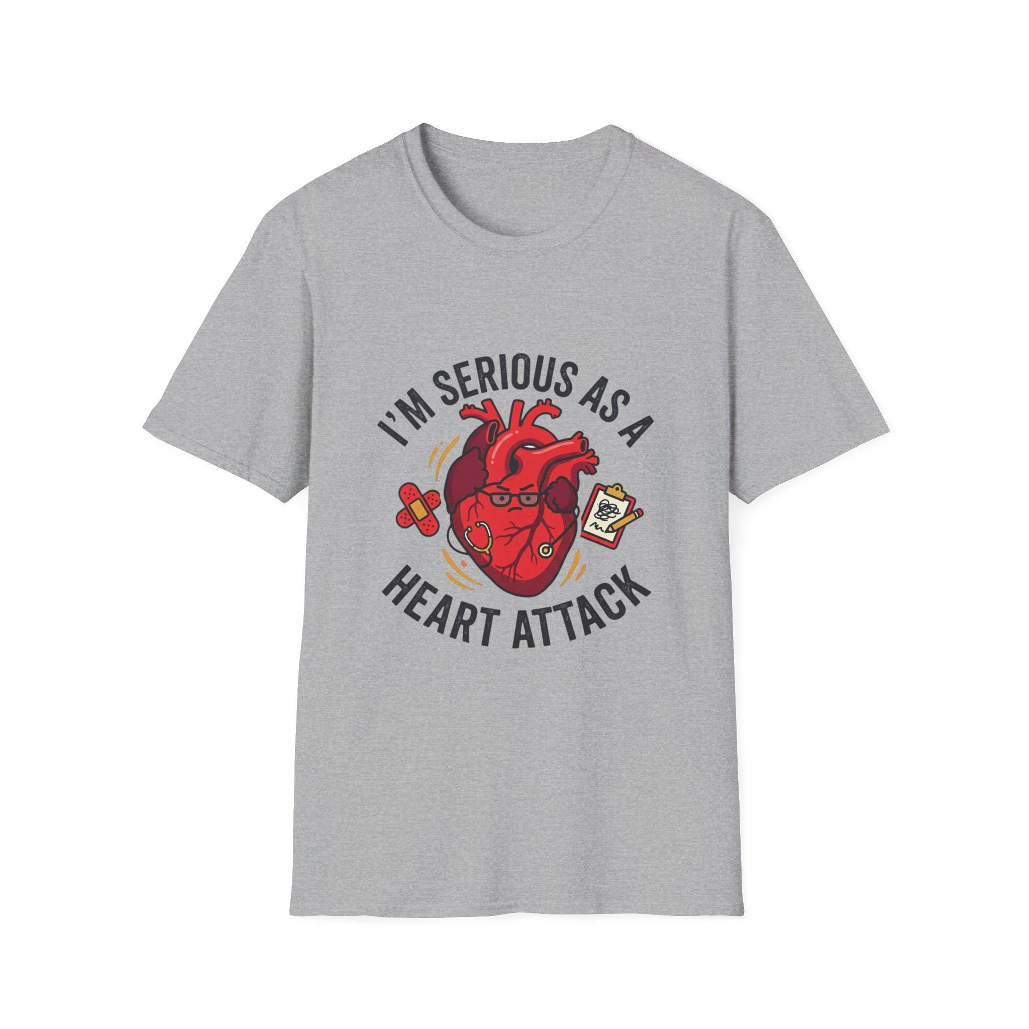 Anatomical Heart Illustration T-Shirt | "I'm Serious as a Heart Attack" Graphic