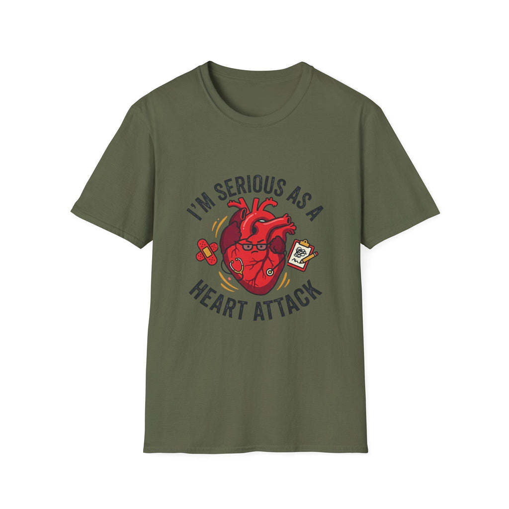 Anatomical Heart Illustration T-Shirt | "I'm Serious as a Heart Attack" Graphic