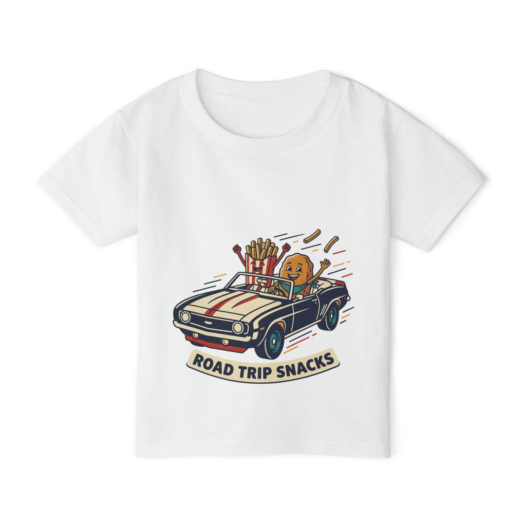 Road Trip Snacks Toddler T-shirt | Cartoon Fries & Cookie Car