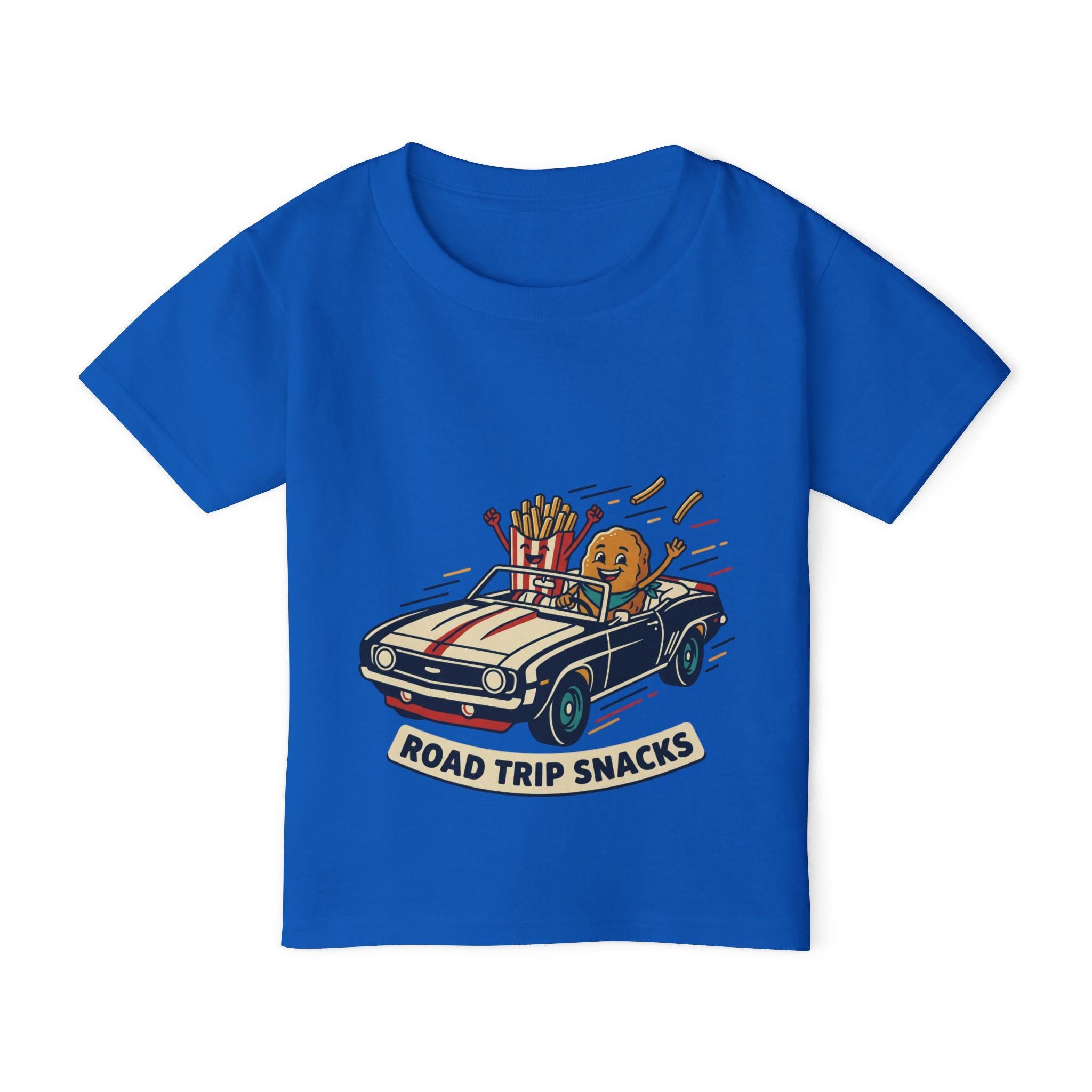 Road Trip Snacks Toddler T-shirt | Cartoon Fries & Cookie Car