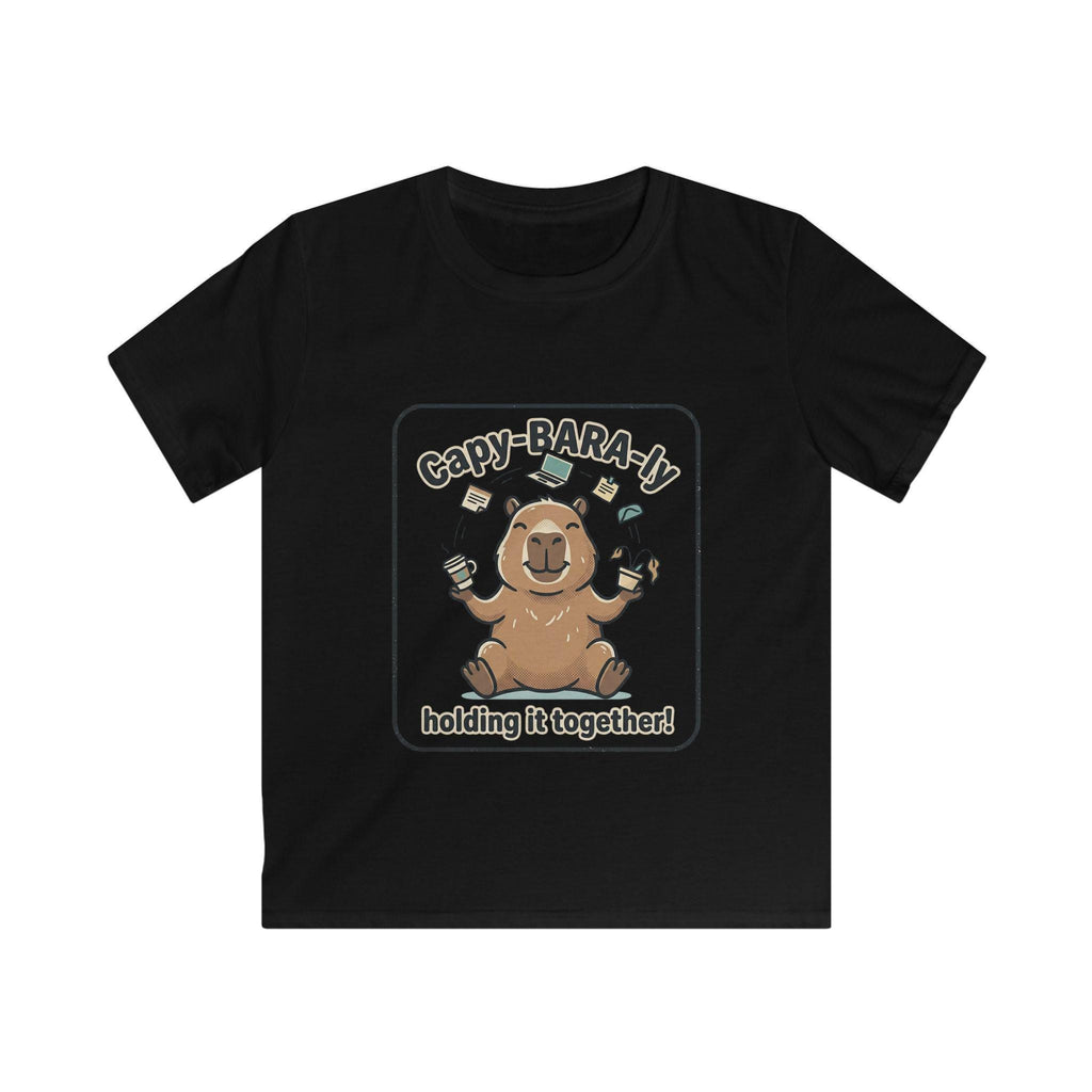Capybara Juggling Kids Tee | "Capy-BARA-ly Holding It Together!" Shirt