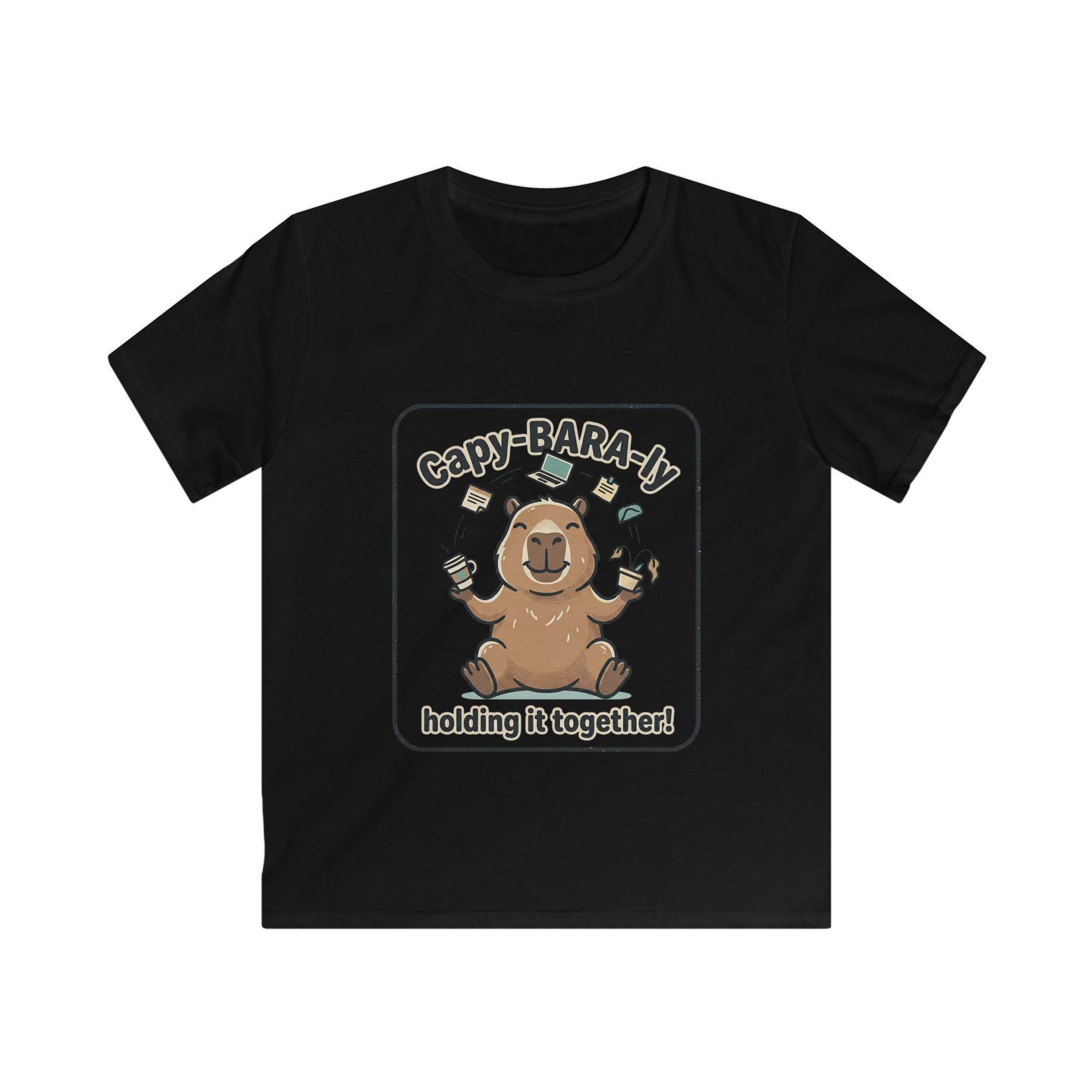 Capybara Juggling Kids Tee | "Capy-BARA-ly Holding It Together!" Shirt