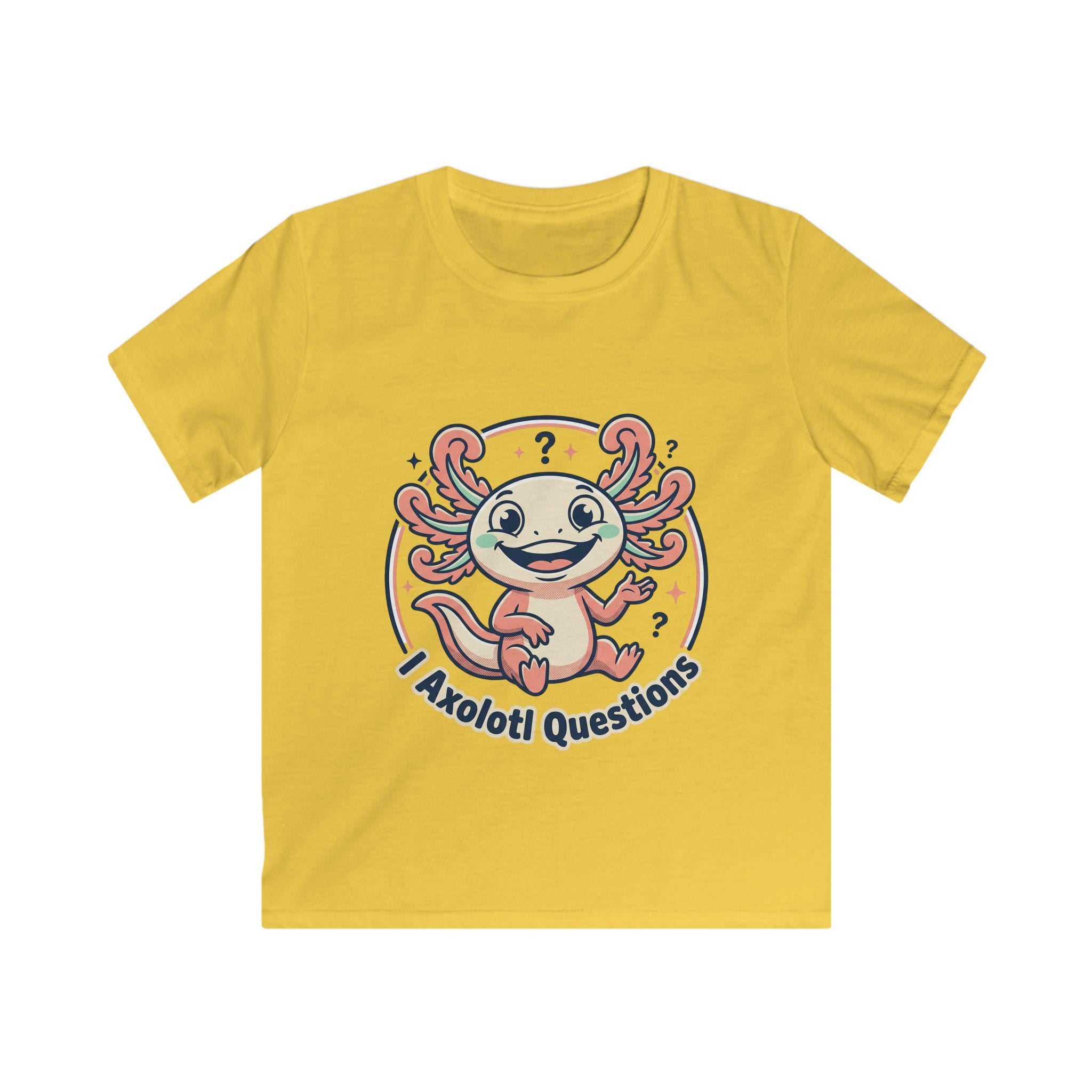 Kids Axolotl Questions Tee | Cheerful Illustration Children's Shirt