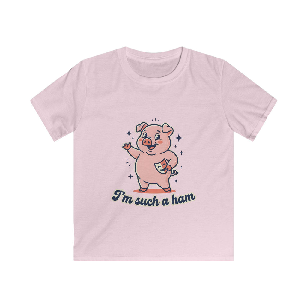 Pink Cartoon Pig "I'm Such a Ham" Kids Tee | Playful Animal Shirt
