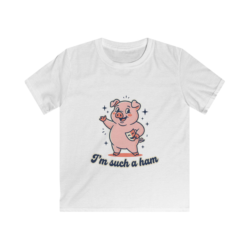 Pink Cartoon Pig "I'm Such a Ham" Kids Tee | Playful Animal Shirt
