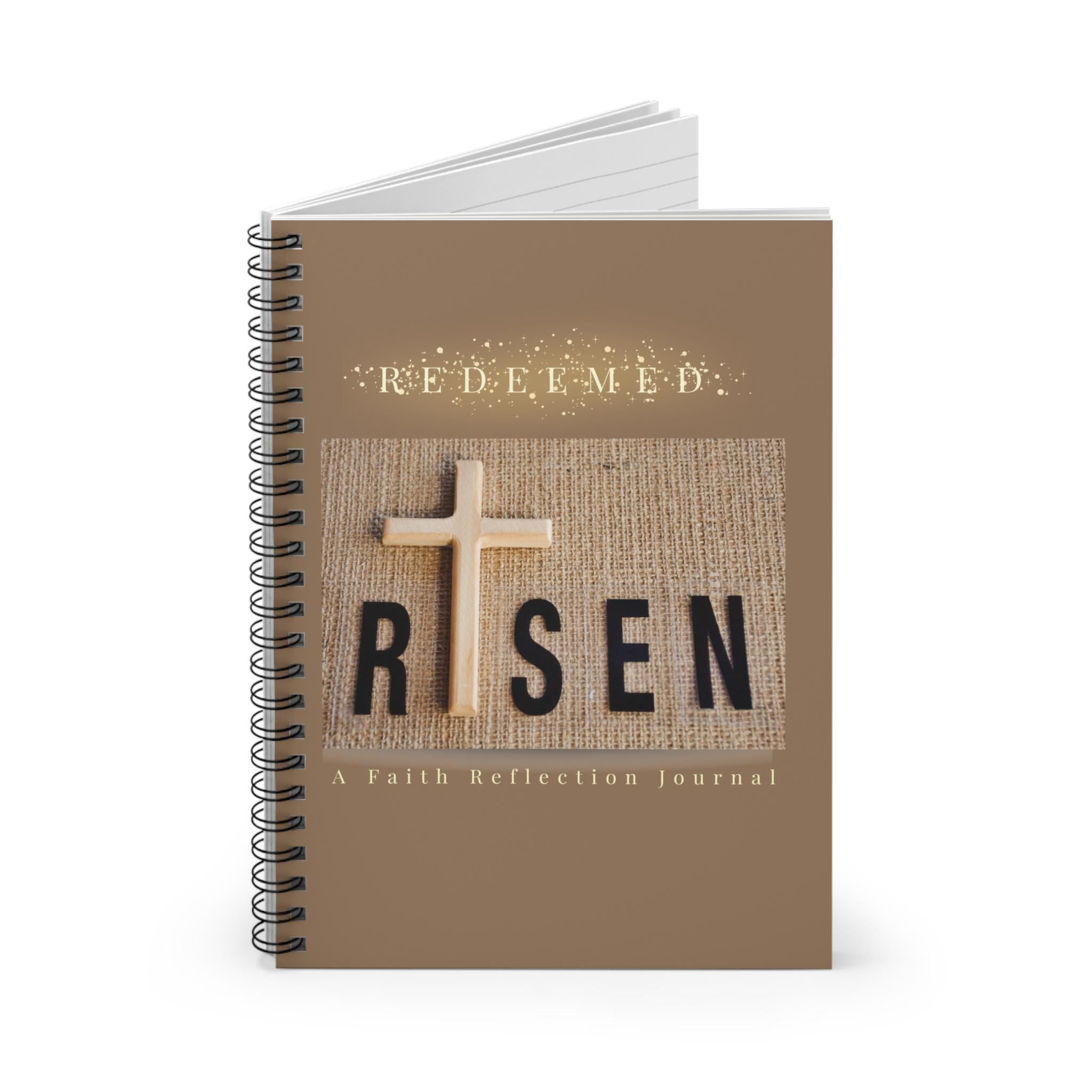 Risen Christian Prayer Journal, Faith Reflection Notebook, Spiral Ruled Bible Study (6" x 8")