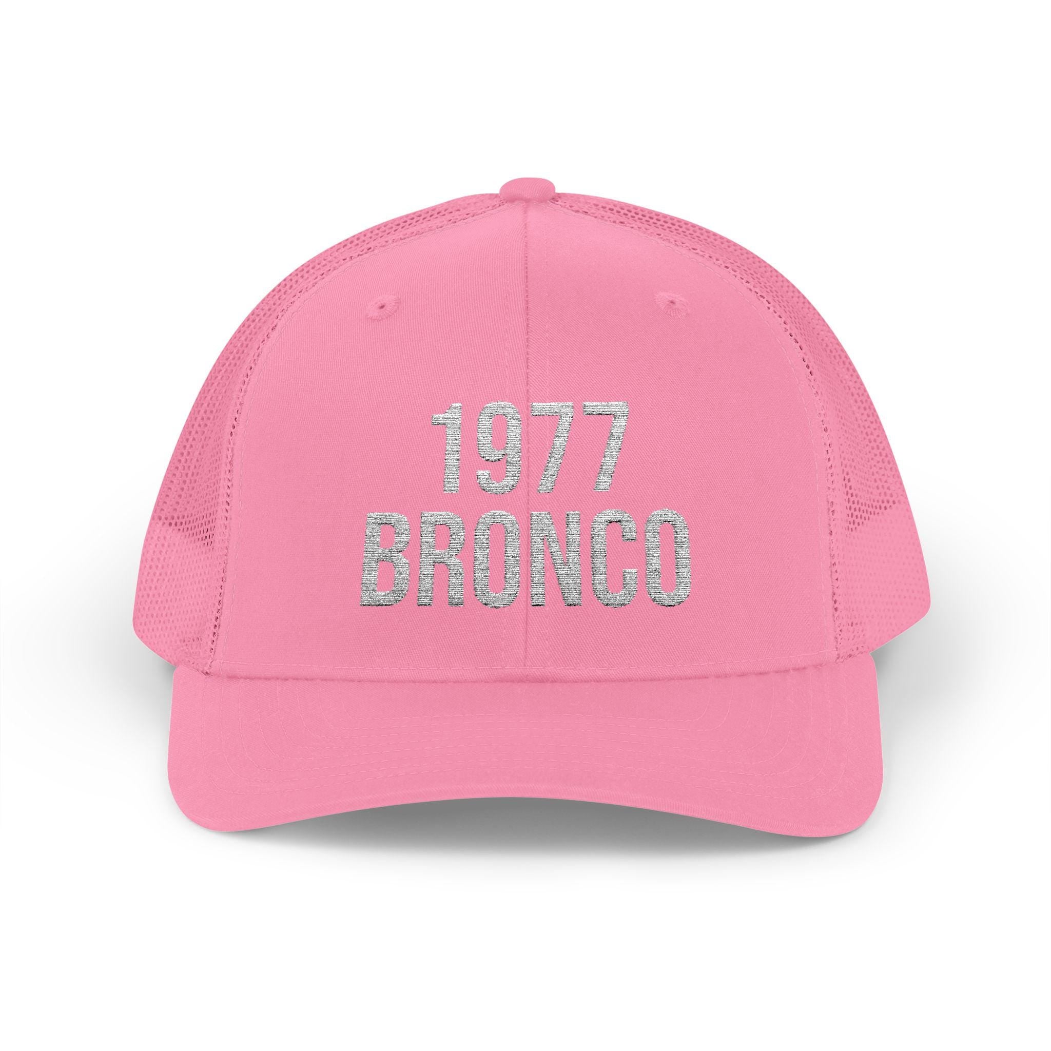 1977 Bronco Trucker Cap, Pink Rhinestone Vintage Hat, Bronco Lovers Gift