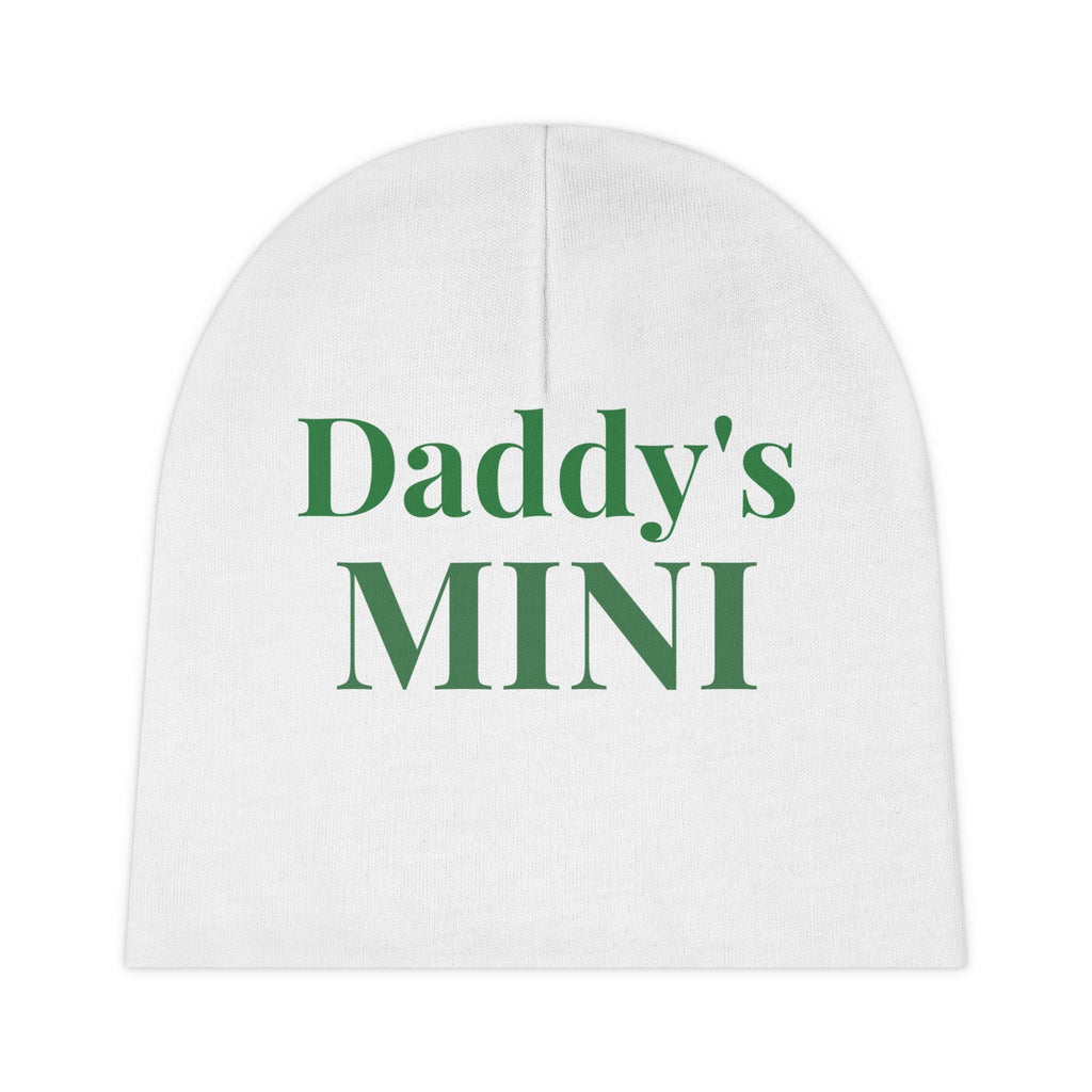 Daddy's Mini baby beanie | newborn infant hat, green text