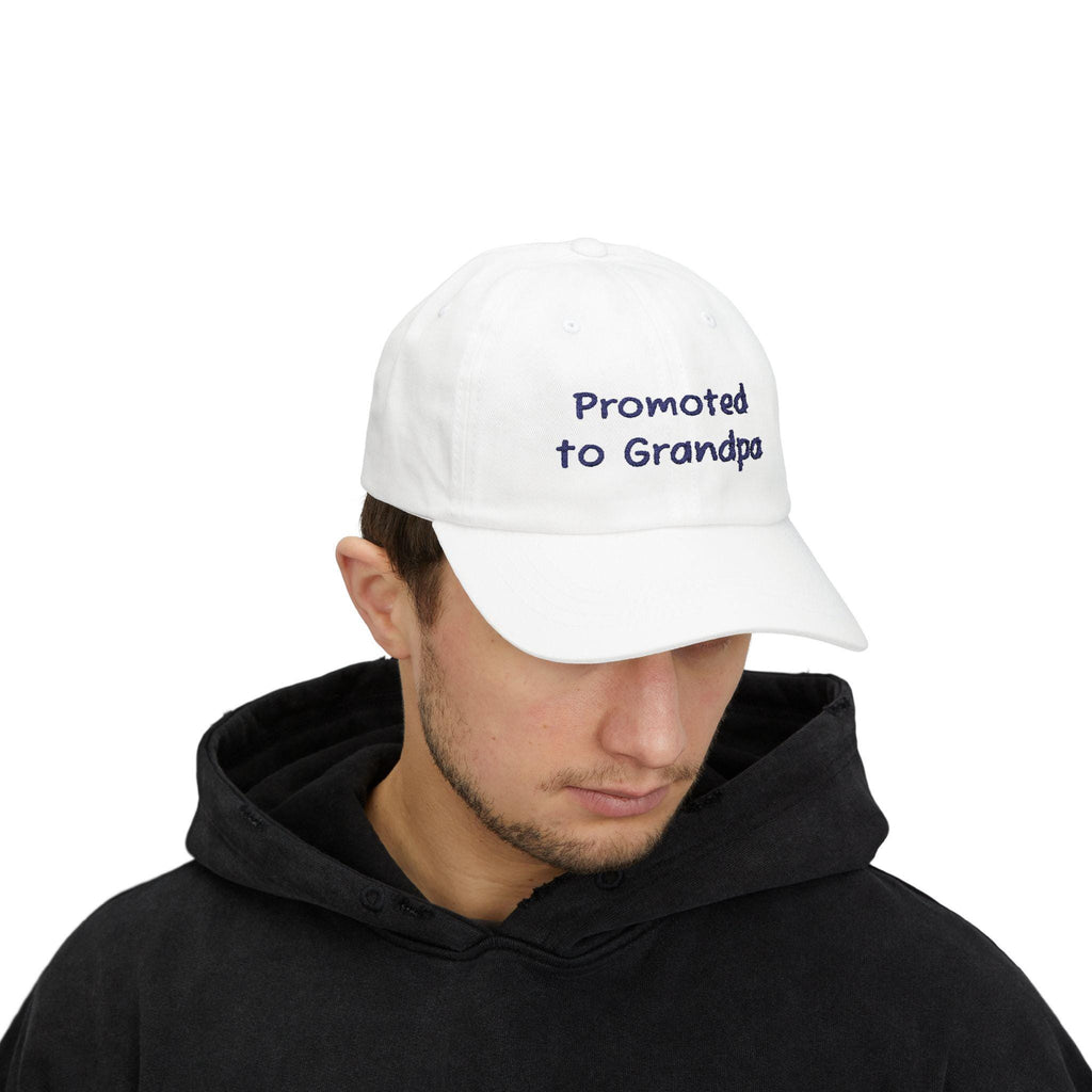 Promoted to Grandpa Classic Dad Cap | New Grandpa Hat, Pregnancy Announcement